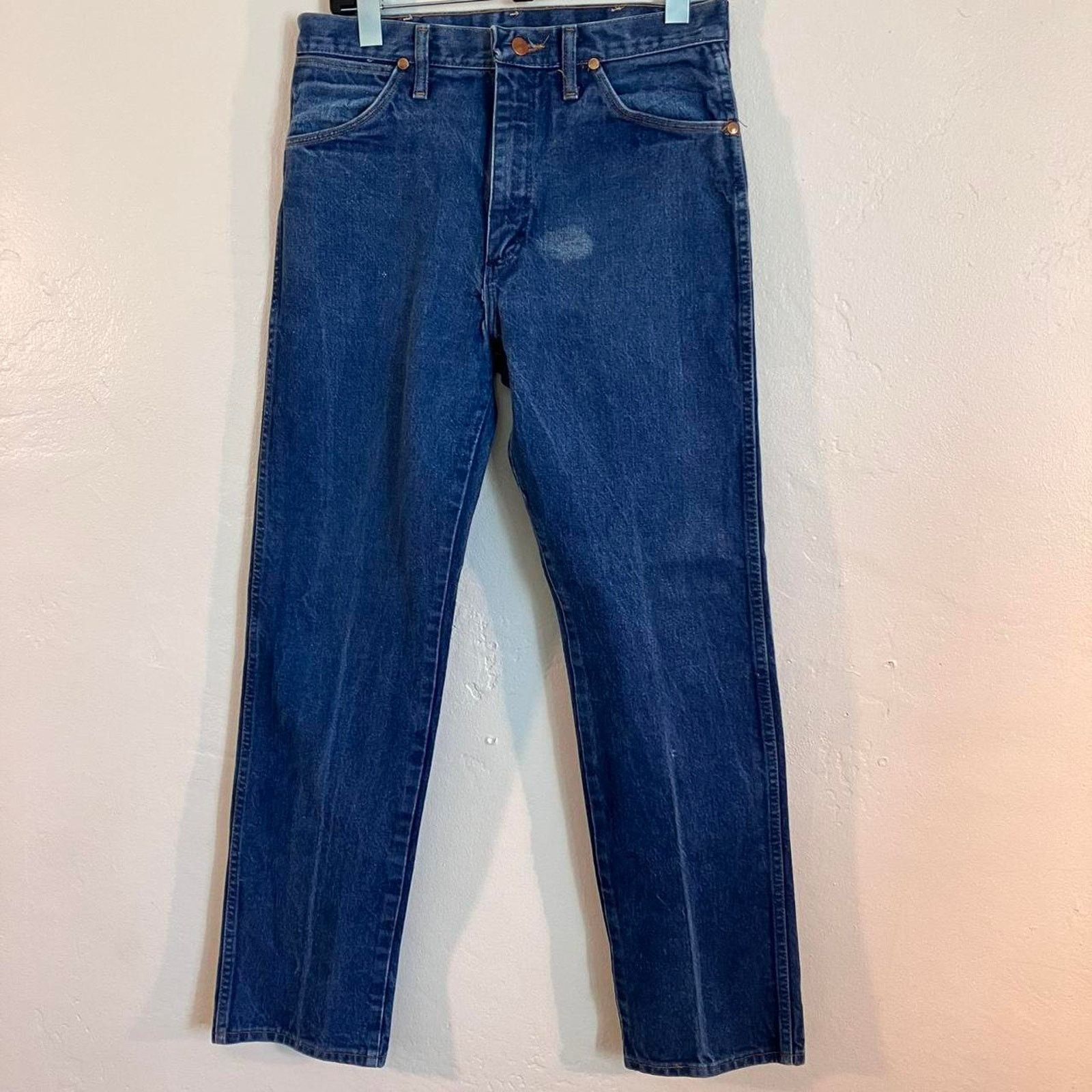 Wrangler Vintage 80s Wrangler Denim Blue Jeans Cowboy Workwear Size US 33 - 1 Thumbnail