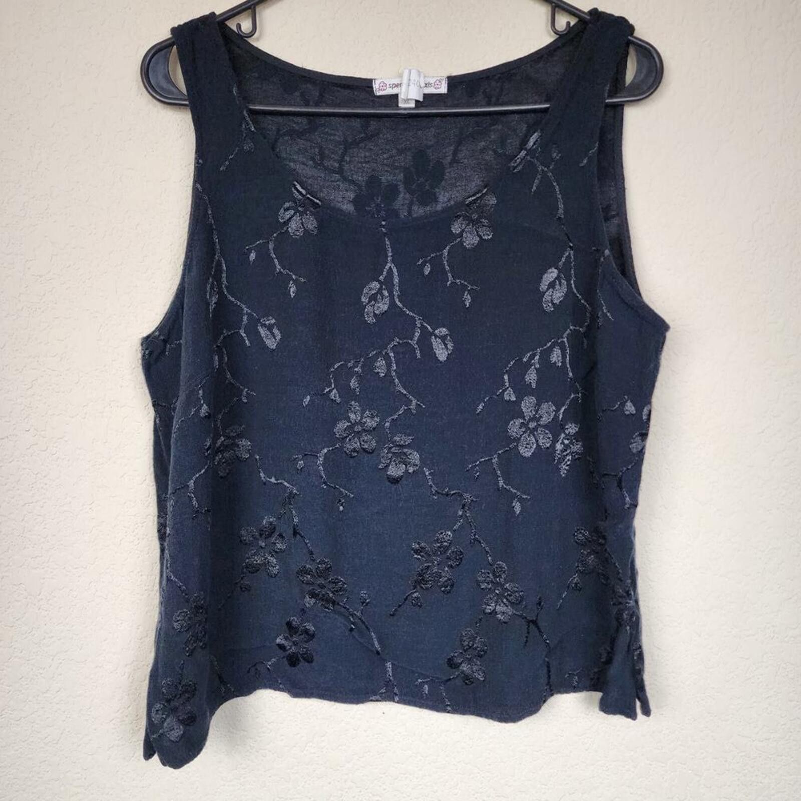 Other Vintage XL Black Gothic Embroidered Floral Tank Top Blouse Size XL / US 12-14 / IT 48-50 - 1 Thumbnail
