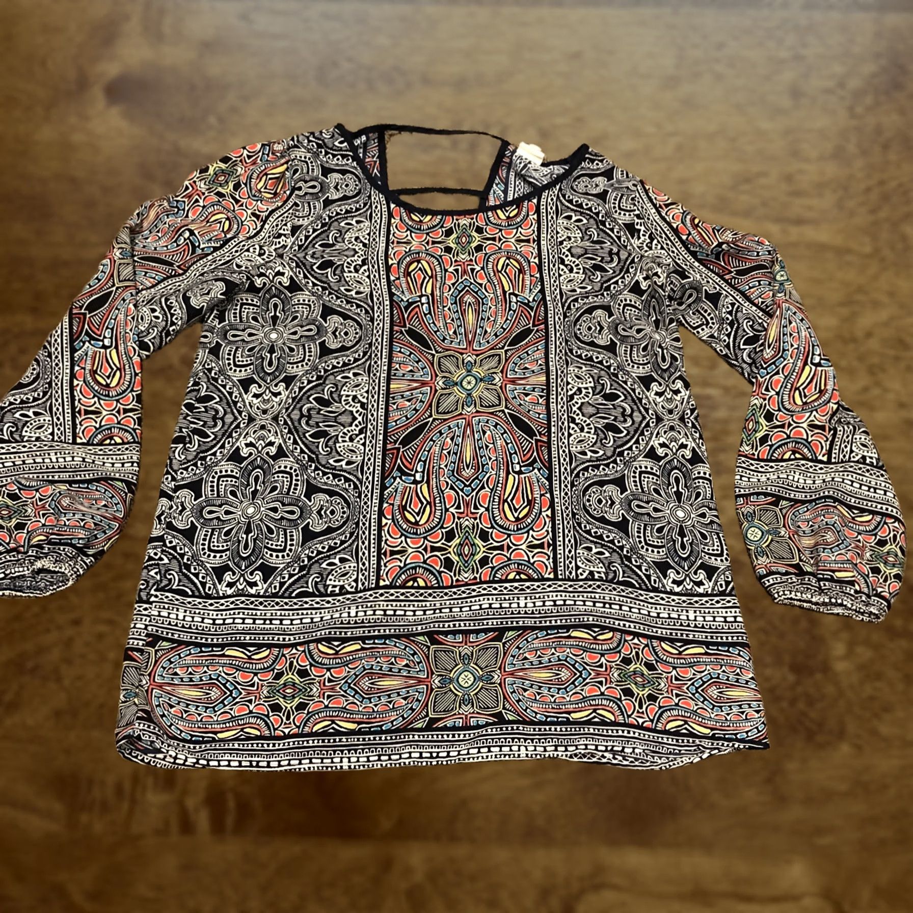 Pinko Pink Owl Blouse Womens S Multicolor Long Sleeve Polyester Round Neck Geometric Owl 27” Length Regular Size S Womens Shirts Size S / US 4 / IT 40 - 1 Thumbnail