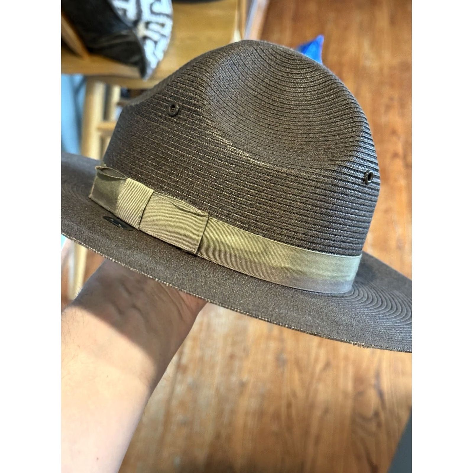 Vintage Vintage STRATTON Self Forming Brown Straw POLICE TROOPER Campaign Hat 6 5/8 USA - Park Ranger, Workwear Size ONE SIZE - 7 Thumbnail