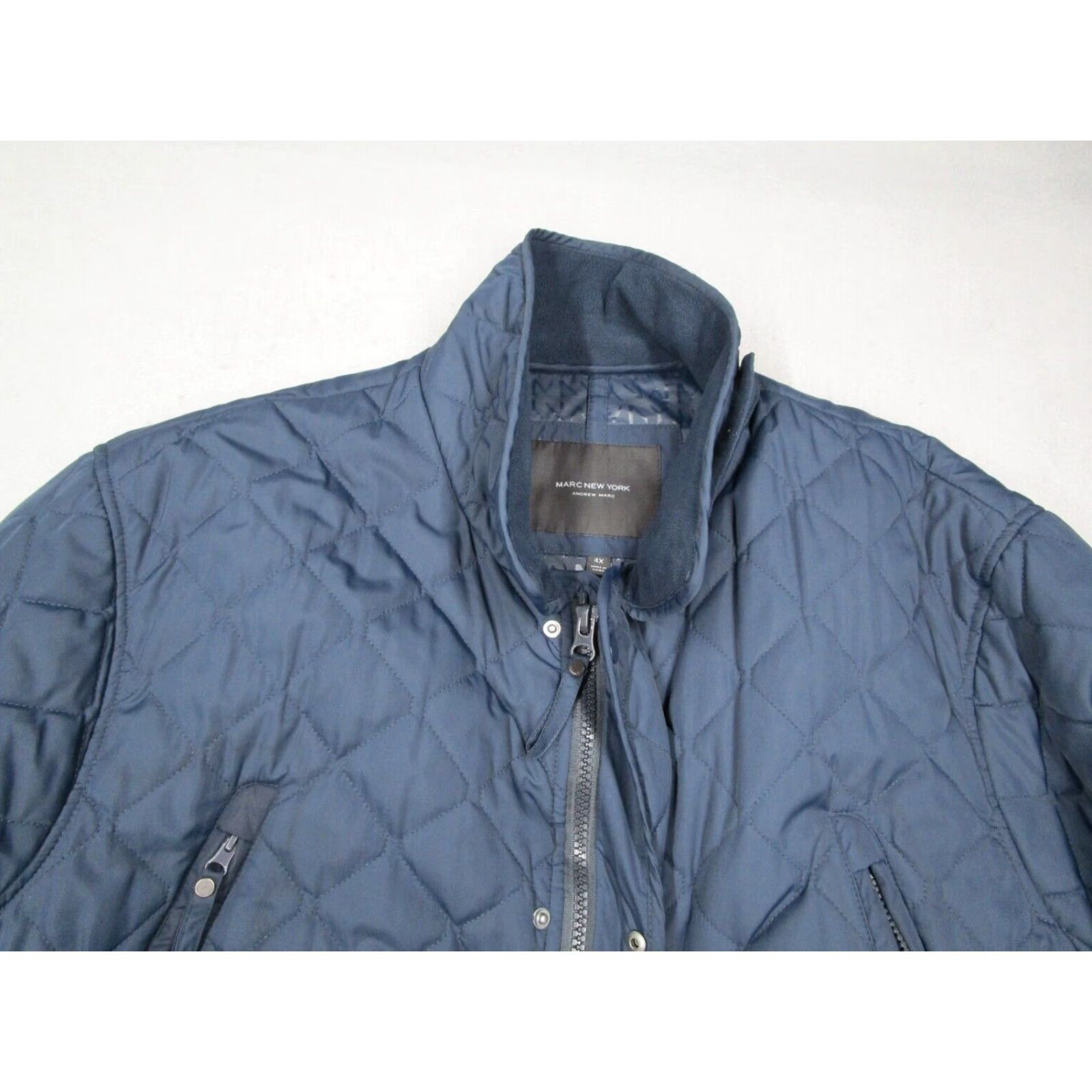 Vintage Marc New York Jacket Mens 4X Blue Quilted Full Zip Lined Adult Big & Tall Synthetic Polyester Stand-Up Collar Size US XXL / EU 58 / 5 - 2 Thumbnail