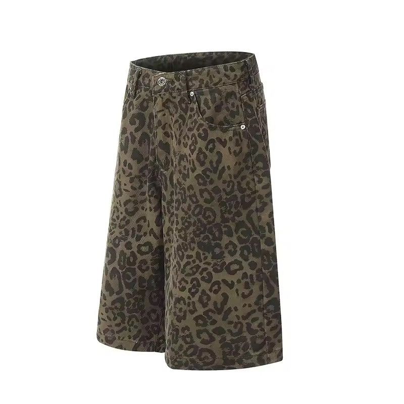 Japanese Brand Punk distressed leopard print loose shorts Size US 33 - 2 Thumbnail