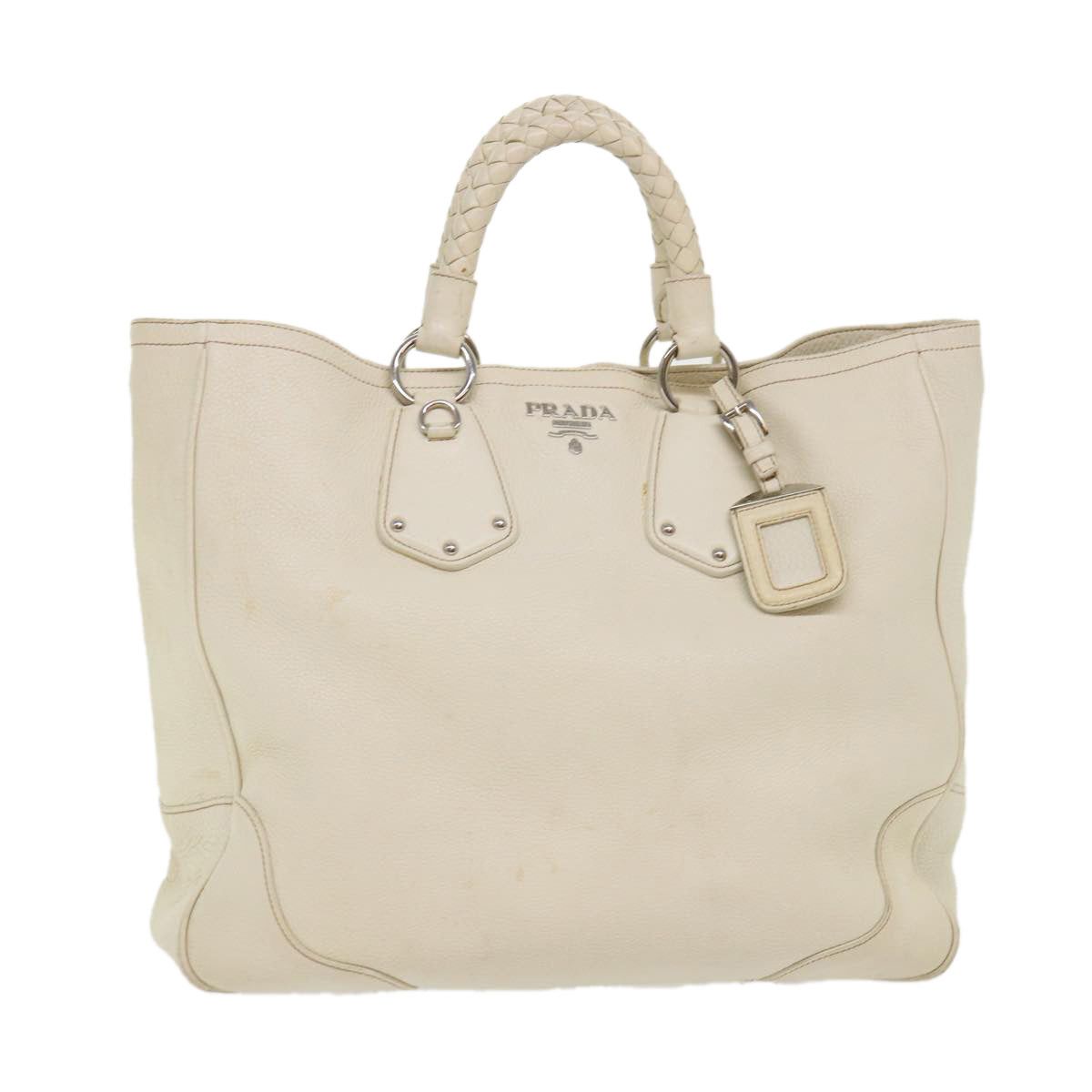 image of Prada Vitello Handbag in White, Women's