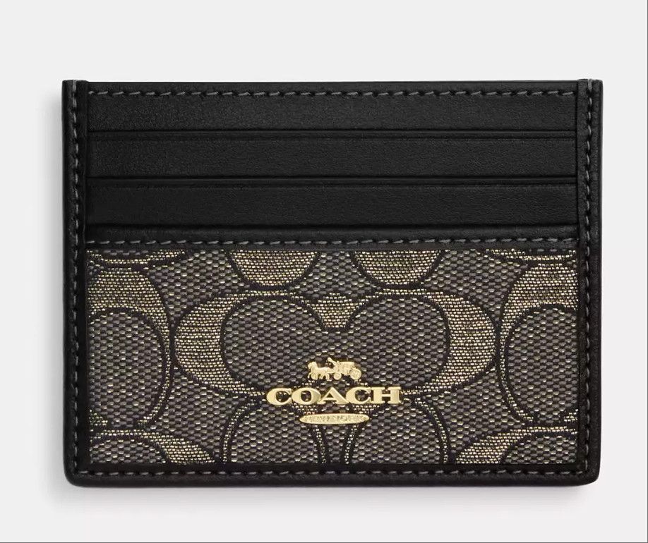 Coach NWT Coach Slim Id Card Case CCO34 Charcoal/Gold Size ONE SIZE - 1 Thumbnail