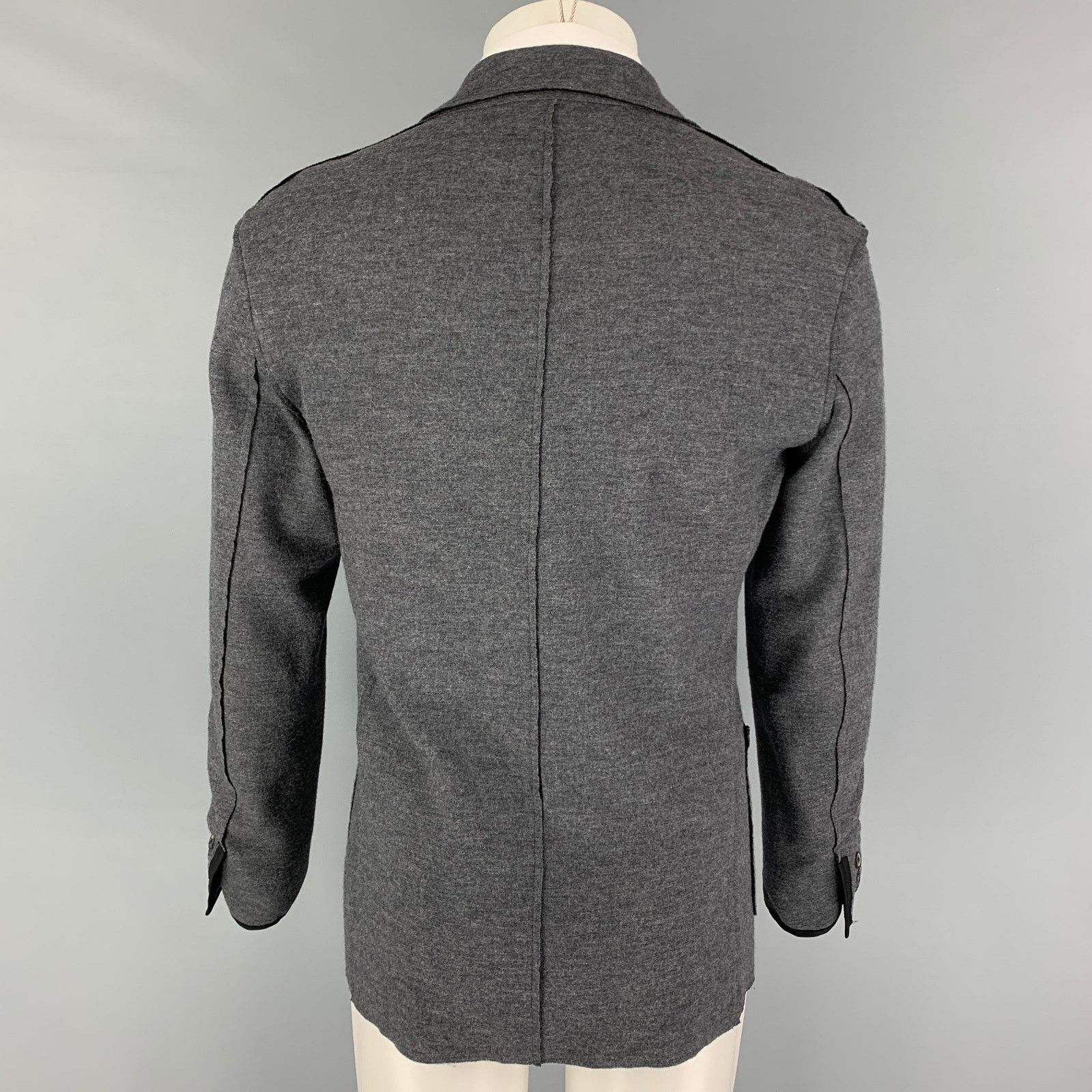 Lanvin LANVIN Gray Black Heather Wool Blend Notch Lapel Sport Coat Size 36R - 4 Thumbnail