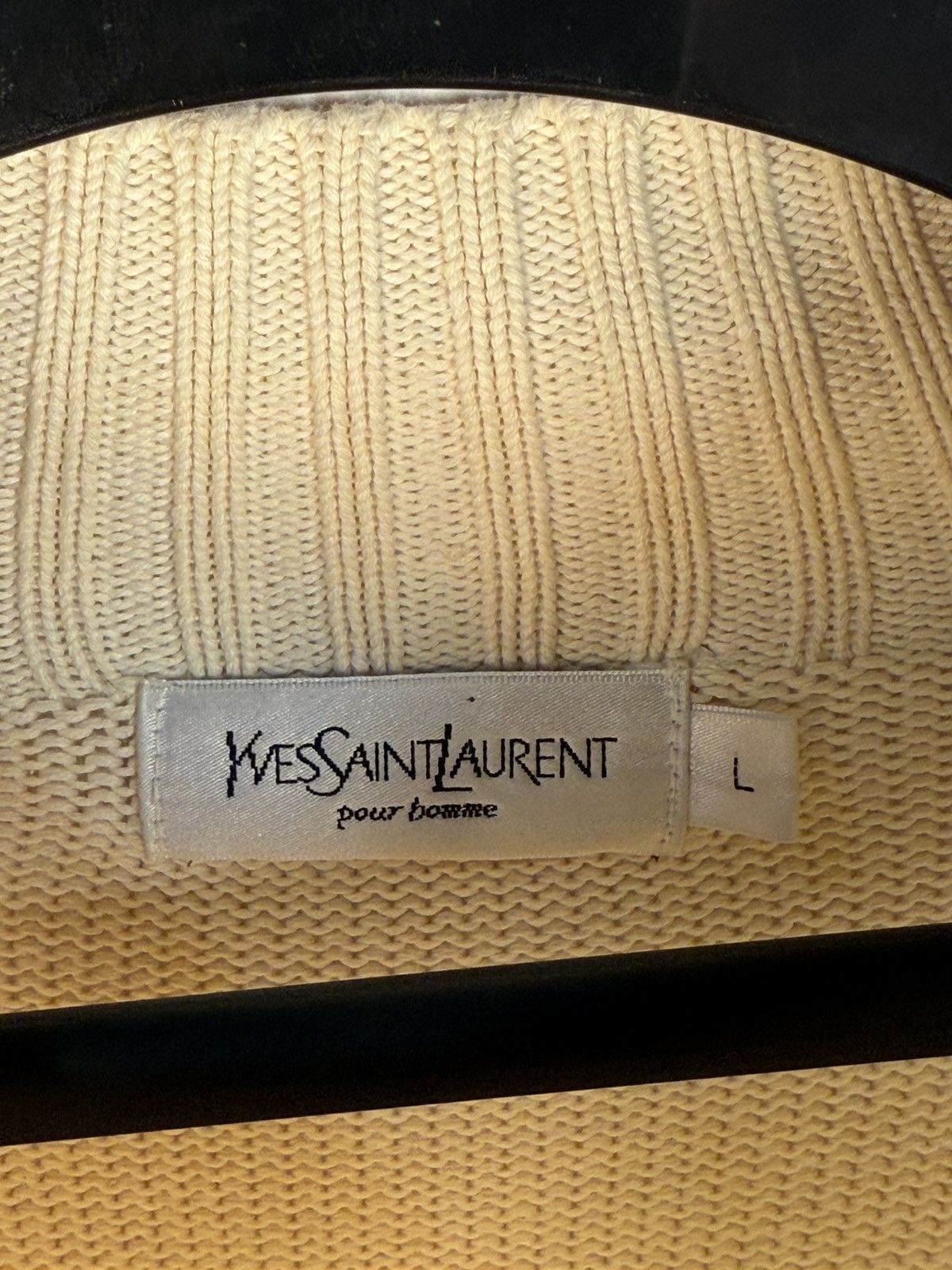 Yves Saint Laurent Cream YSL Sweater Knit Big Logo Turtleneck y2k Sweatshirt Size US L / EU 52-54 / 3 - 4 Thumbnail