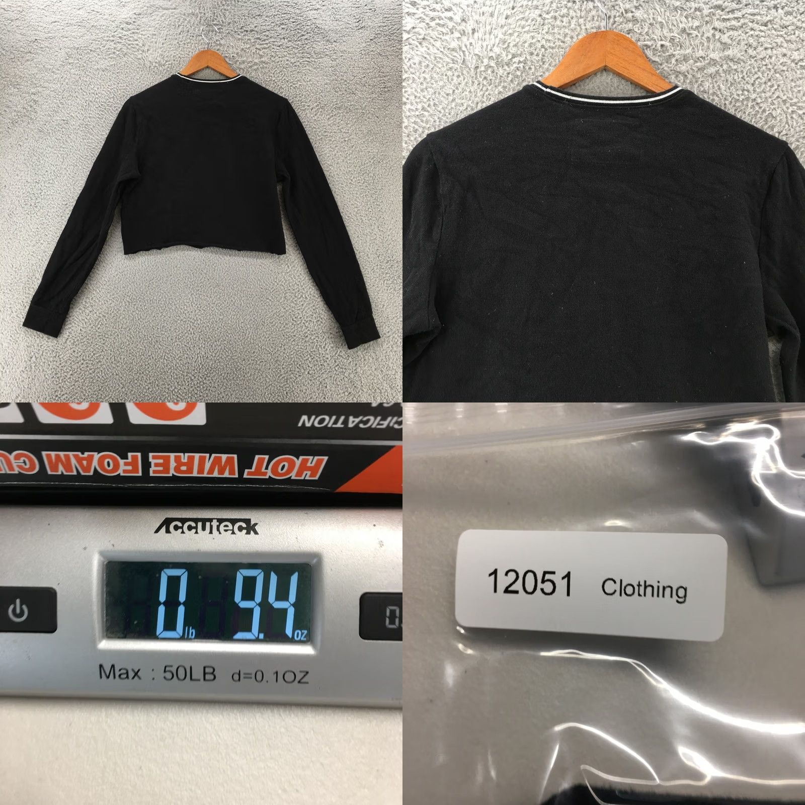 Vintage Sherpa Tee Womens XS Black Guess Cropped Long Sleeve Top Logo Front Crew Neck Size XS / US 0-2 / IT 36-38 - 8 Thumbnail