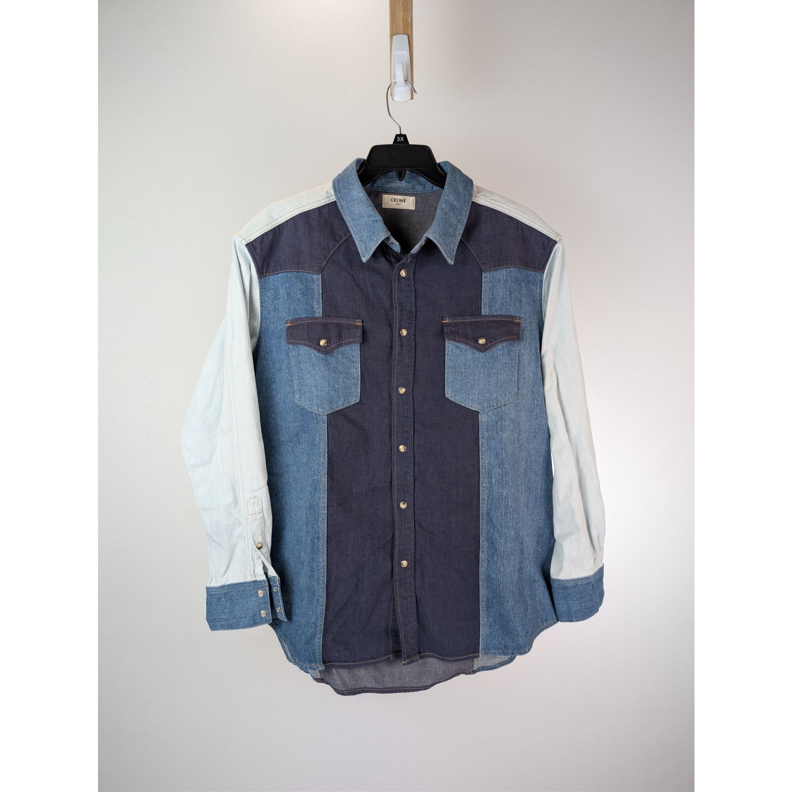Celine o1rshd1 Denim Western Shirt in Blue Size US XL / EU 56 / 4 - 1 Thumbnail