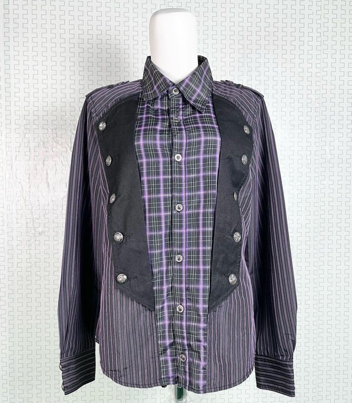 20471120 Vintage ALGONQUINS Tuxedo hybrid stripe Shirt Size US M / EU 48-50 / 2 - 2 Thumbnail