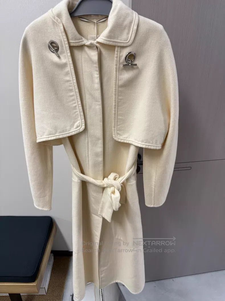 Hermes Hermes Chain Goat Cashmere Overcoat - Cashmere Size XXS / US 00 / IT 34 - 1 Thumbnail