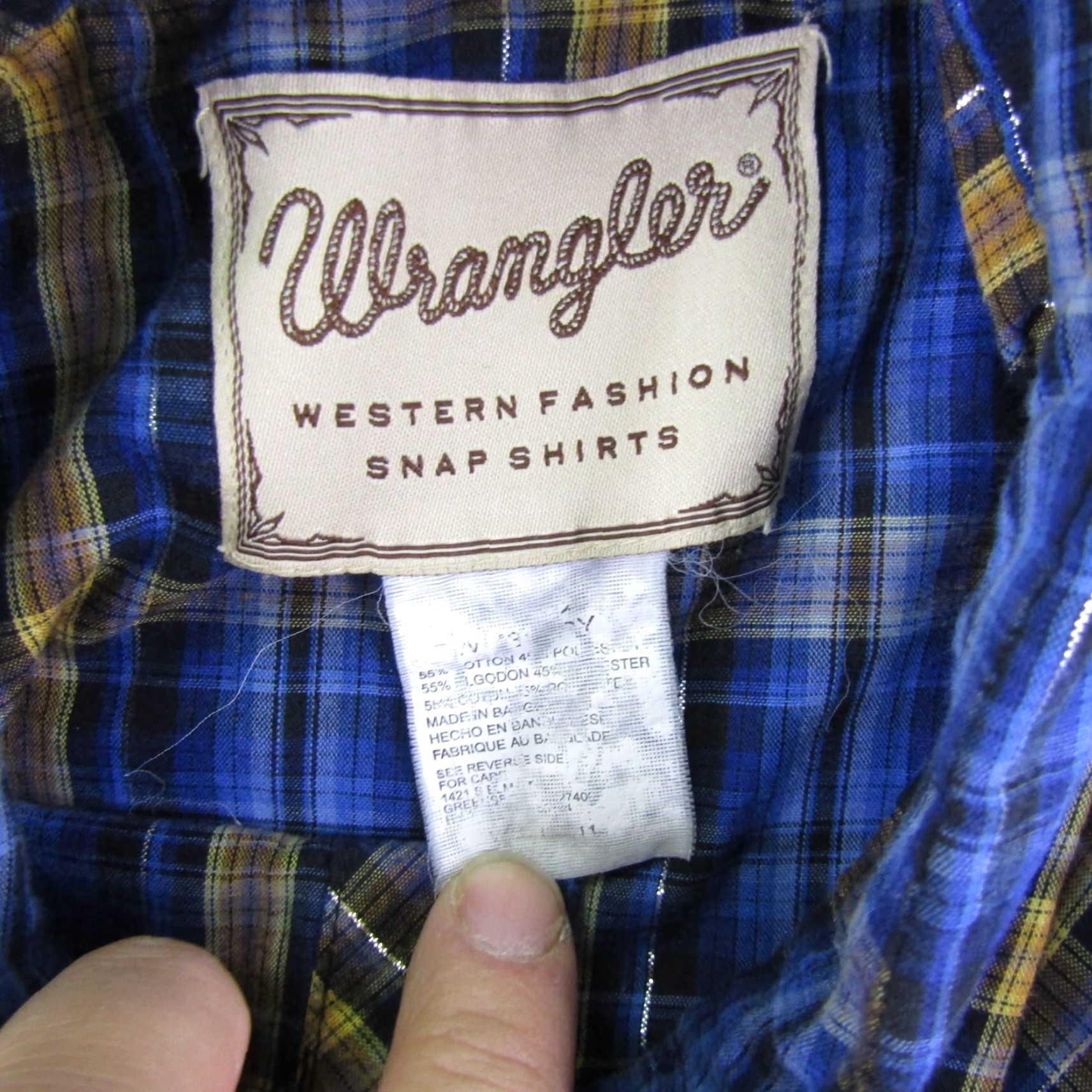 Wrangler VINTAGE Wrangler Western Shirt Mens XL Blue Plaid Pearl Snap Rodeo Sawtooth Country Size US L / EU 52-54 / 3 - 7 Thumbnail