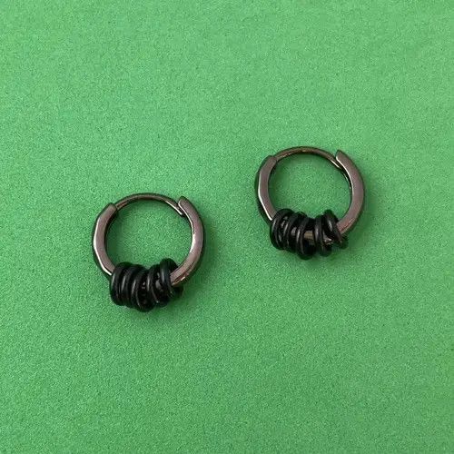 Designer × Jewelry Small Hoop Earrings for Men Women,Black Hoop Earrings Size ONE SIZE - 1 Thumbnail