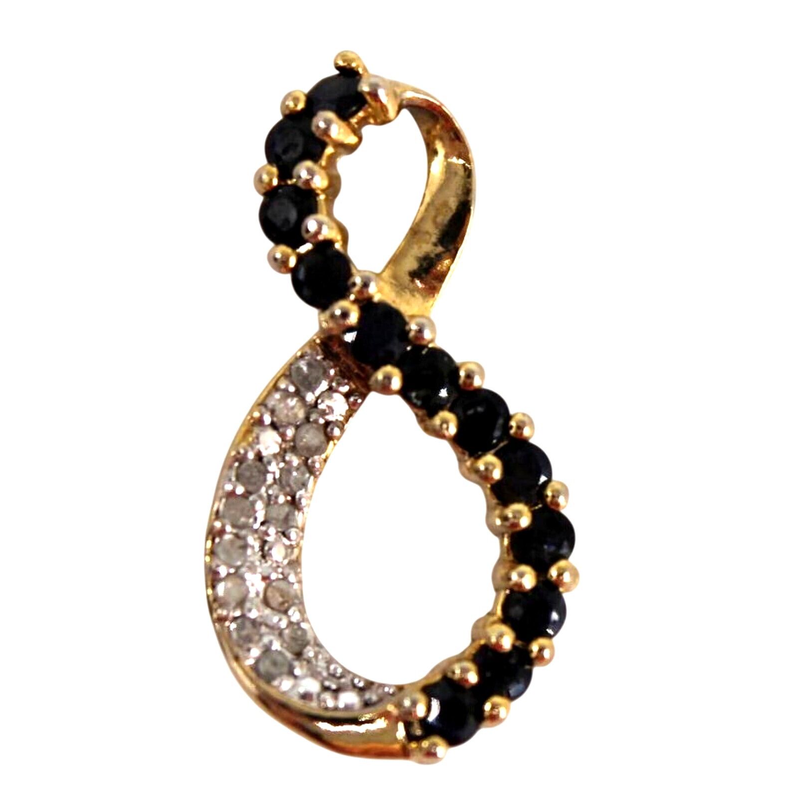 SAS Pave Diamond Blue Sapphire Pendant Figure Eight Infinity Size ONE SIZE - 1 Thumbnail