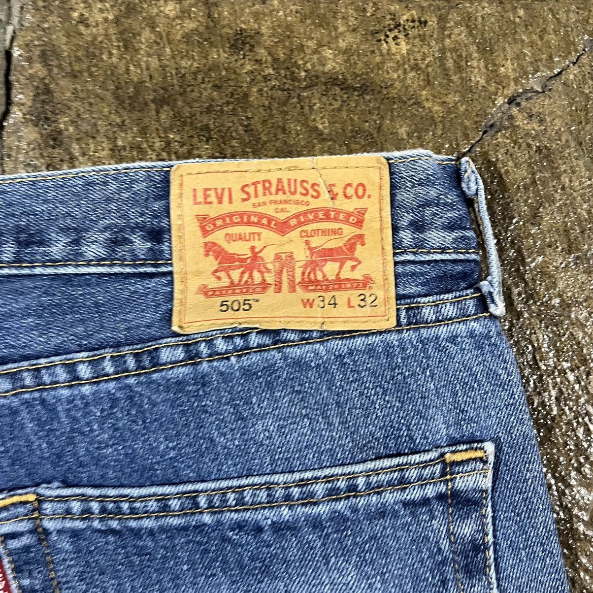 Levi's × Vintage Crazy Vintage Y2K Levi's 505 Faded Distressed Skater Jeans Size US 34 / EU 50 - 7 Thumbnail