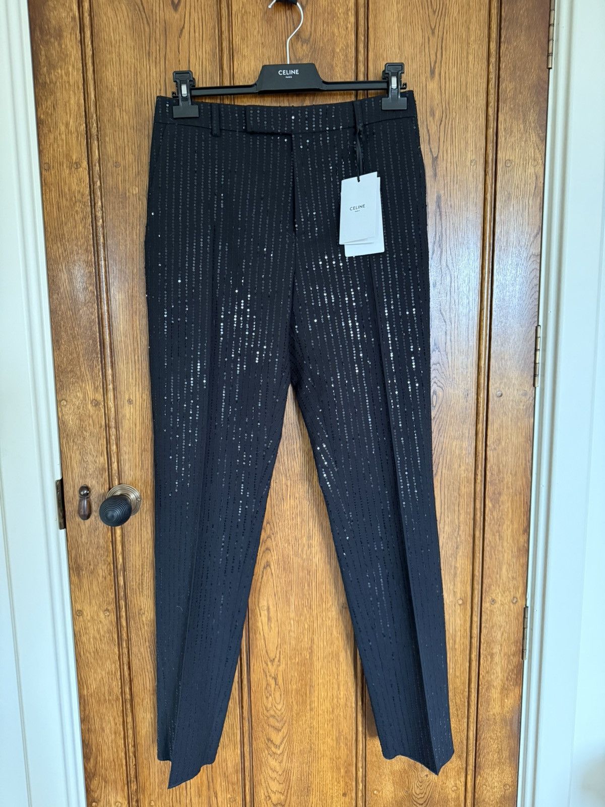 Celine SS23 Celine sequin Hedi Slimane tuxedo pants trousers 48 Size 38L - 1 Thumbnail
