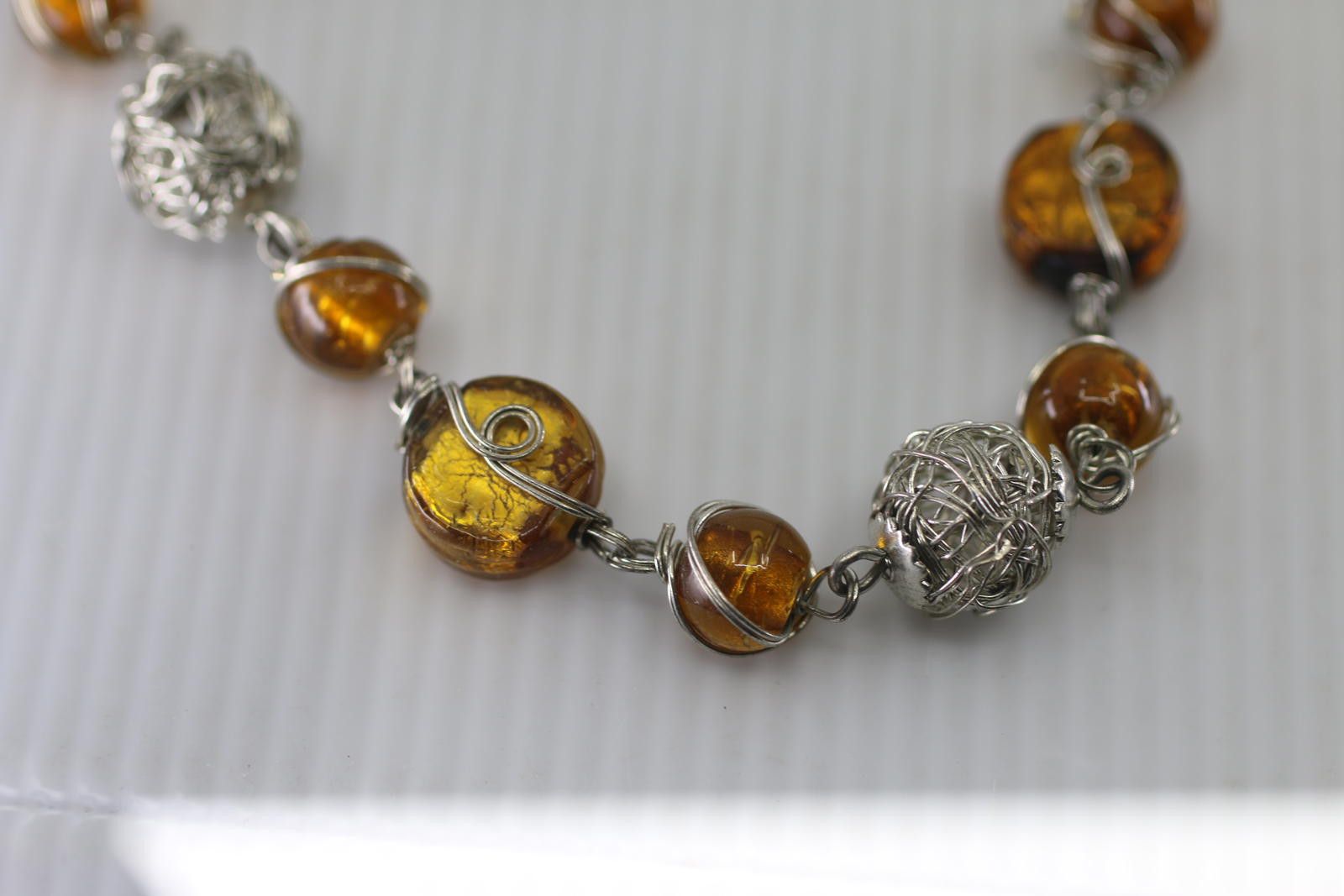 The Unbranded Brand Handmade Amber Bead Necklace Silver Wire Artisan Necklace Size ONE SIZE - 2 Thumbnail