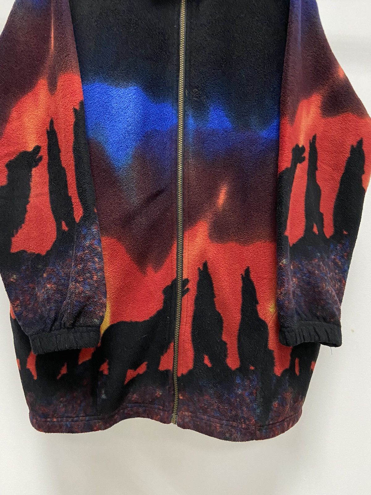 Japanese Brand × Vintage Wolves 🐺 Fleece Jacket Warm Vintage Zip Overprint Size US XL / EU 56 / 4 - 2 Thumbnail