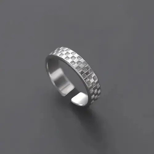 Vintage Silver Male Vintage Chessboard Checker Ring Size ONE SIZE - 4 Thumbnail