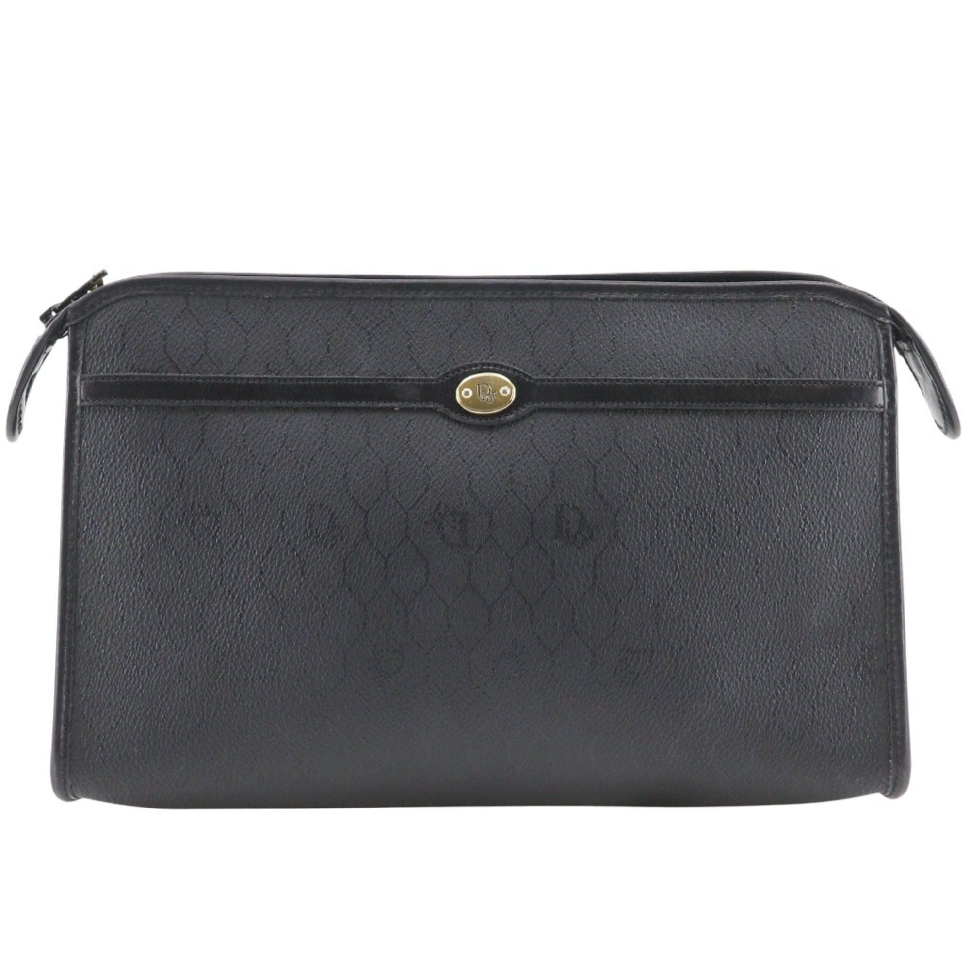 Dior Christian Dior Old Clutch Bag, Honeycomb Pattern, Vintage PVC, Black, A5, Dior, Women's Size ONE SIZE - 1 Thumbnail