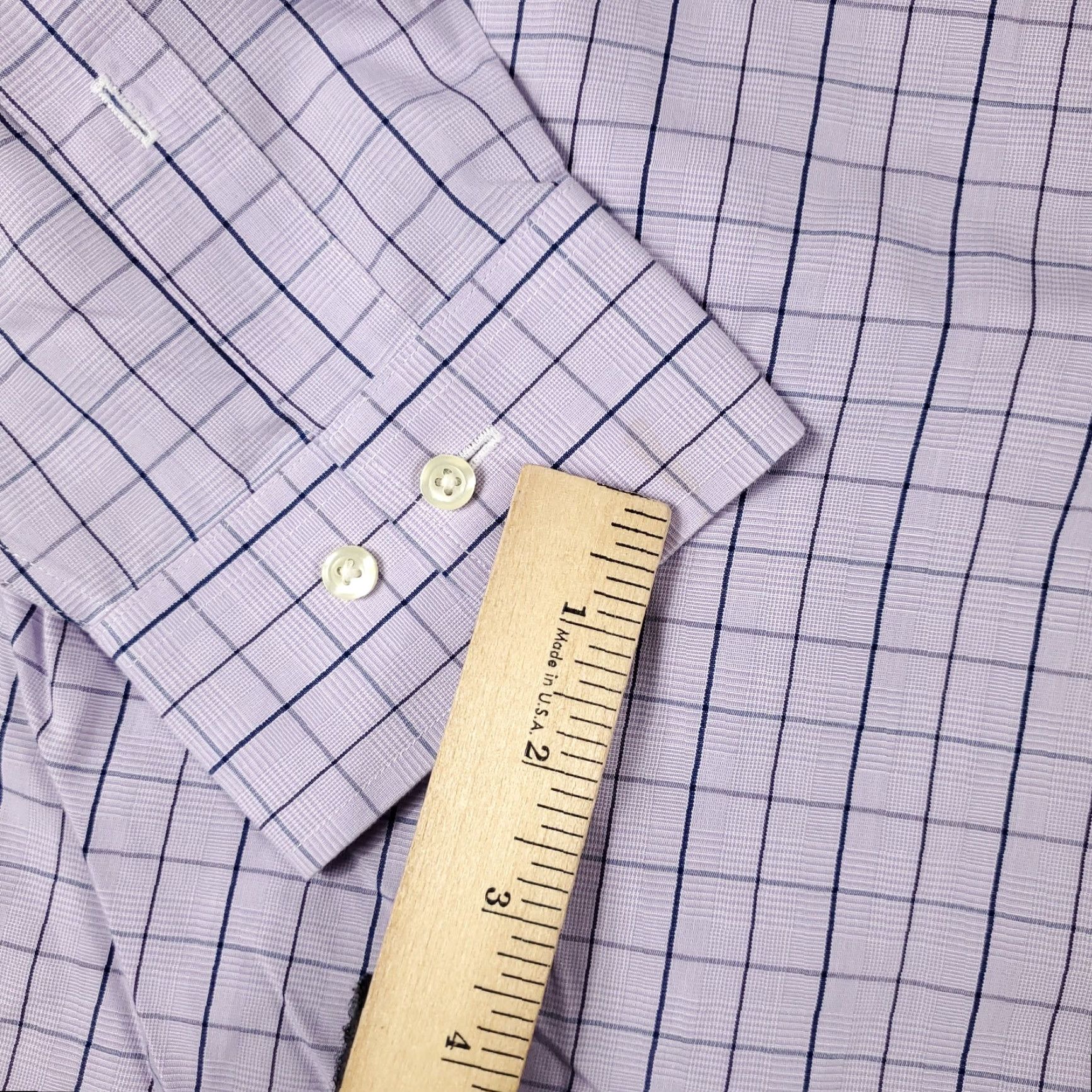 Brooks Brothers VINTAGE Brooks Brothers Shirt Mens 17 Purple Check Dress Button Up Long Sleeve - 100% Cotton, Regular Fit, Non-Iron, Classic Preppy Mens Dress Shirt Size 46R - 3 Thumbnail