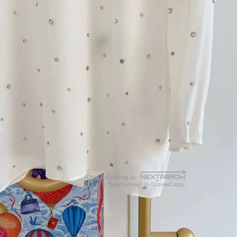 Miu Miu Miu Miu White Long Sleeve Silk Shirt . Size L / US 10 / IT 46 - 5 Thumbnail