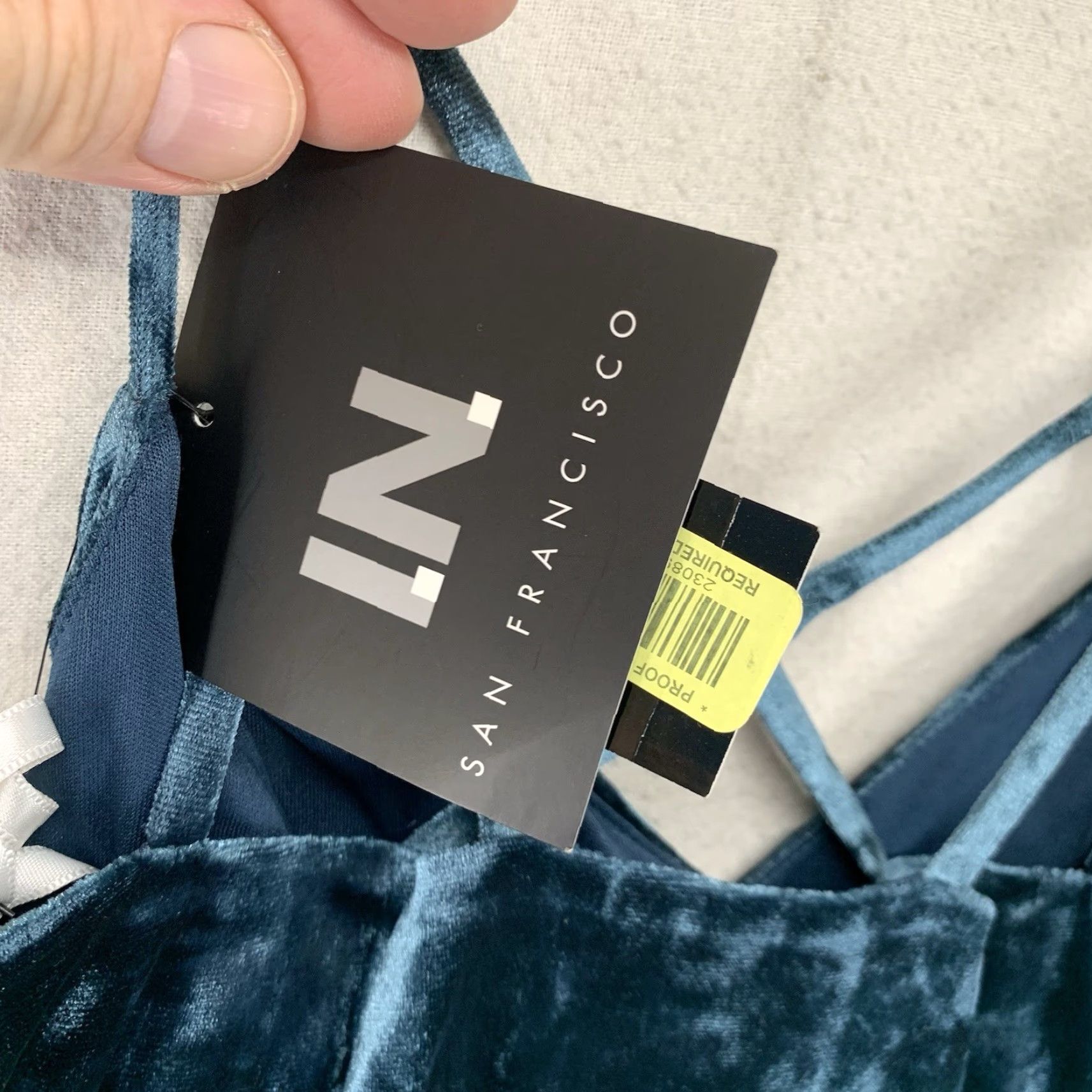 Vintage VINTAGE I.N. San Francisco Women Slip Dress 90's Velvet Dark Teal Y2K Small Stretch Size S / US 4 / IT 40 - 3 Thumbnail
