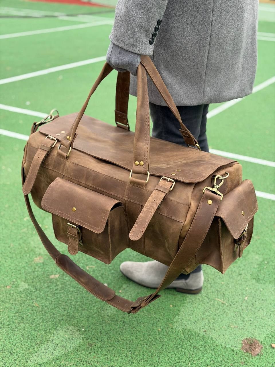 Handmade Genuine vintage leather travel bag. Duffel Bag. Handmade Size ONE SIZE - 1 Thumbnail