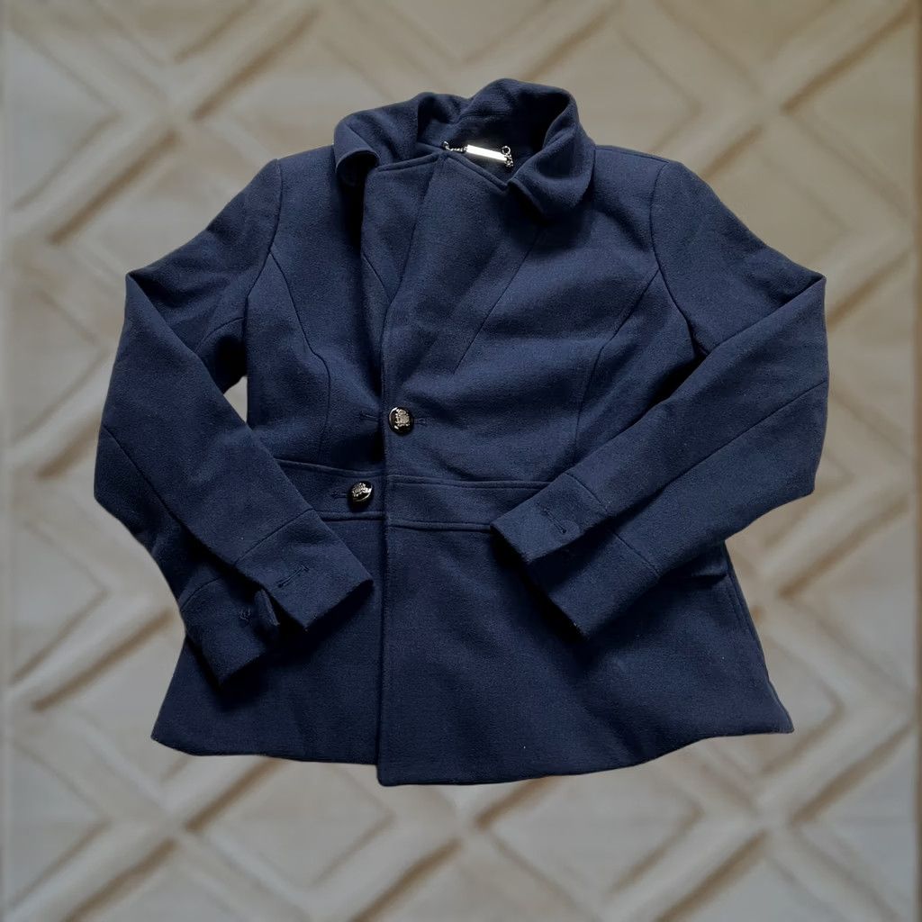 White House Black Market VINTAGE White House Black Market Blazer Jacket Womens Small Navy Blue Double Breasted Size S / US 4 / IT 40 - 1 Thumbnail