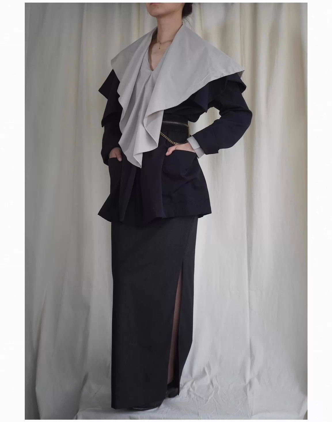 Masaki Matsushima MASAKIMATSUSHIMA 98 Gray Tulle-Collar Shirt Wmn's M Size M / US 6-8 / IT 42-44 - 1 Thumbnail