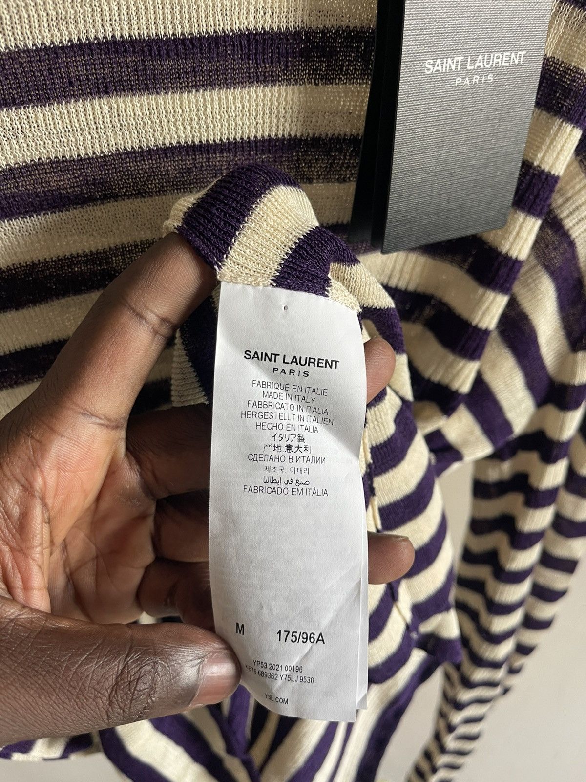 Saint Laurent Paris RRP $1.1K Saint Laurent Striped Ribbed Knit Jumper Size US M / EU 48-50 / 2 - 4 Thumbnail
