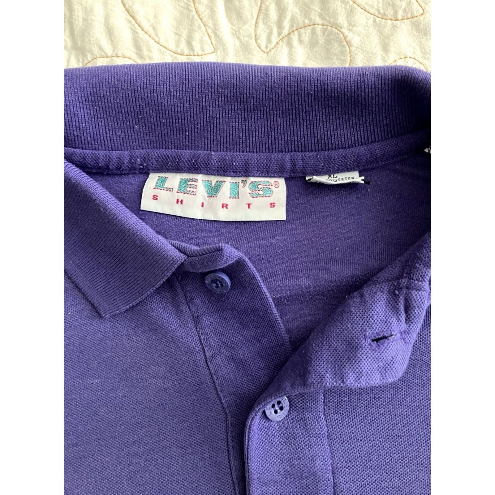 Levi's VINTAGE Levi’s Shirt Polo Men XL Purple 80s Golf Preppy Retro Shirt Mens X-Large Long Taken Sizing? Size US XL / EU 56 / 4 - 2 Thumbnail