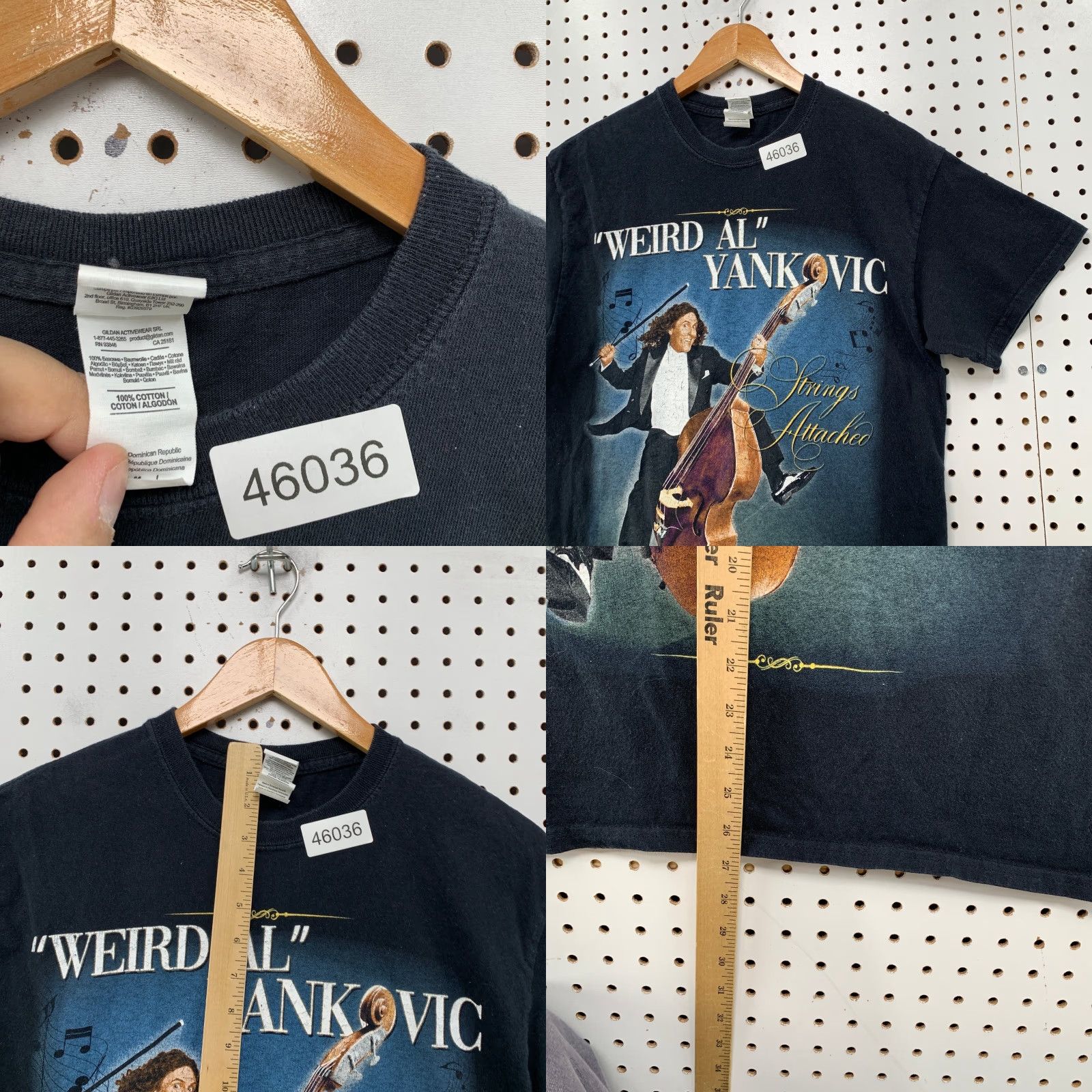 Gildan Weird Al Yankovic Shirt Mens Medium Black Strings Attached Tour Funny Shirt Size US M / EU 48-50 / 2 - 8 Thumbnail