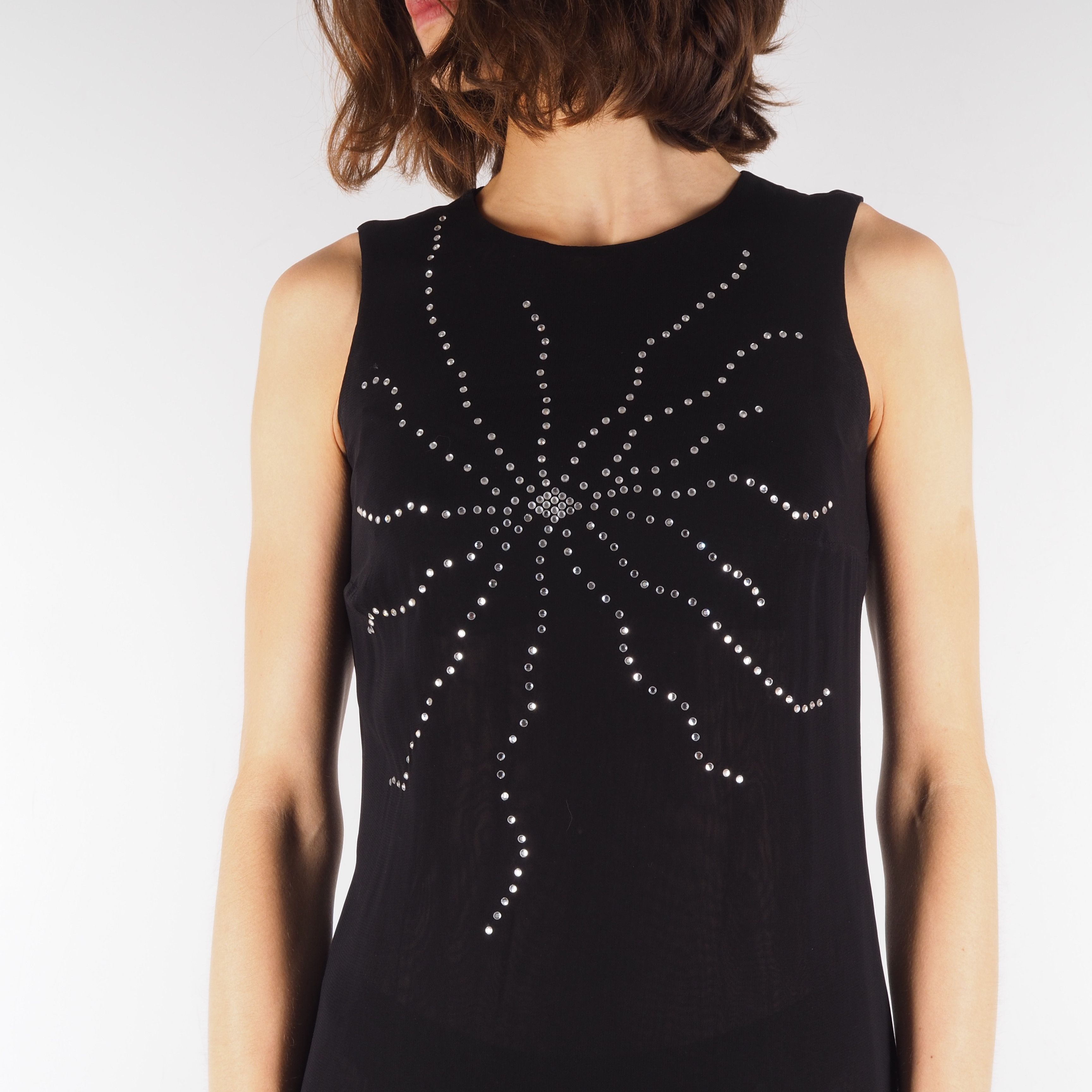 Versace × Versus × Vintage GIANNI VERSACE VERSUS Vintage Crystals Mesh Black Dress Size XS / US 0-2 / IT 36-38 - 3 Thumbnail