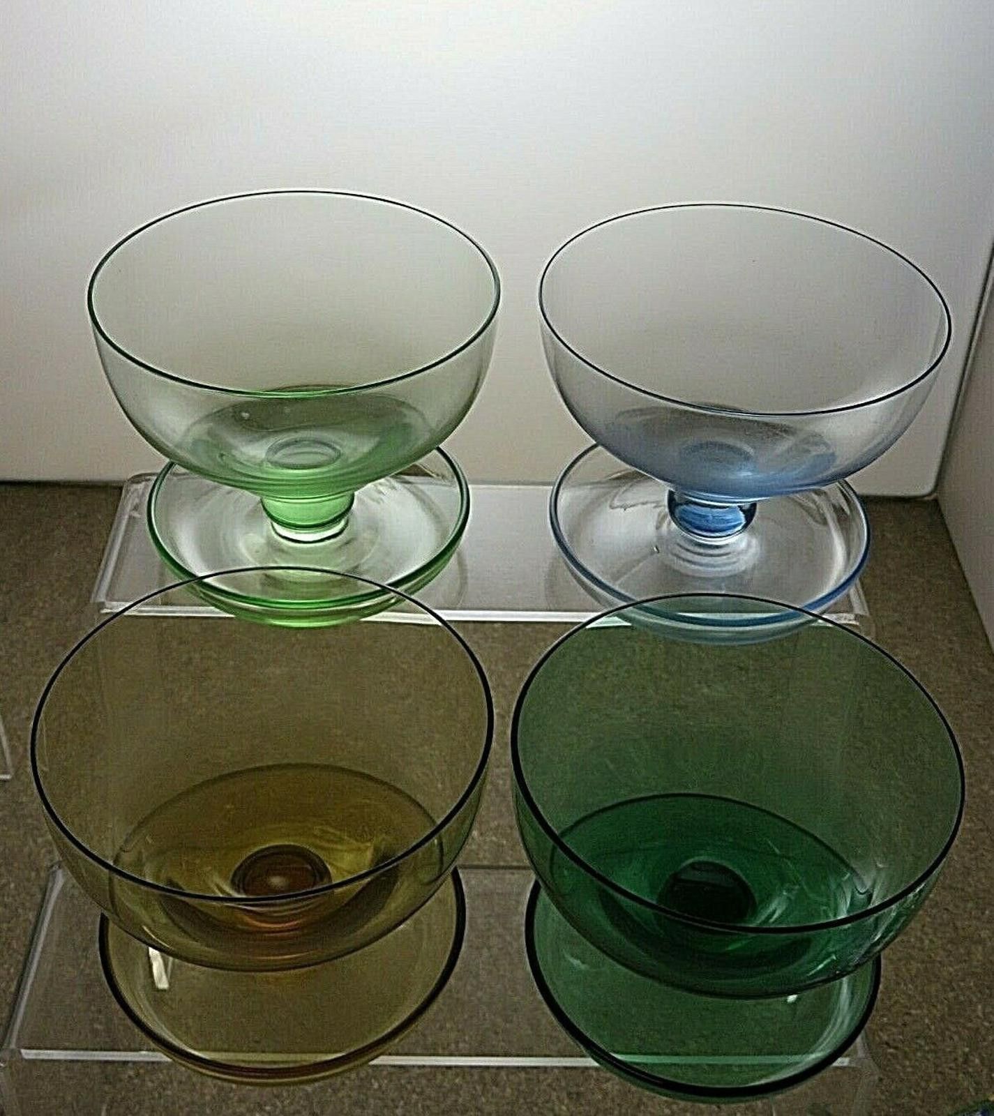 The Unbranded Brand Crystal Coloured Glass Sundae Dishes Set Of 4 Dessert Bowls Size ONE SIZE - 4 Thumbnail