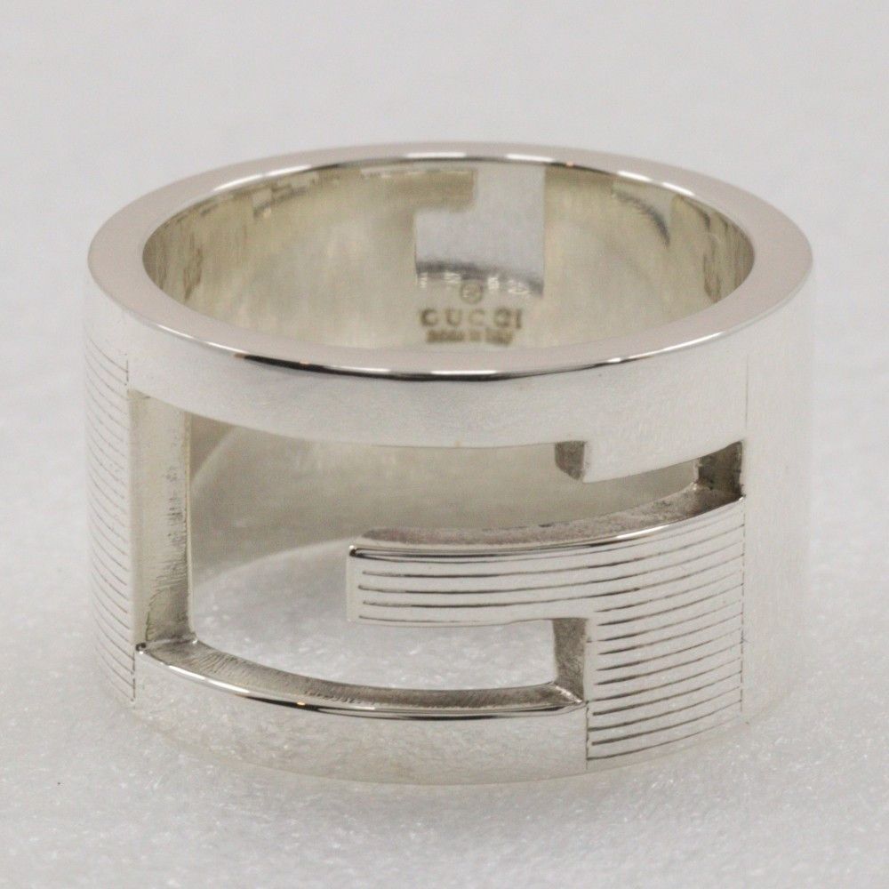 Gucci Gucci Logo Band Ring Sterling Silver Size ONE SIZE - 1 Thumbnail