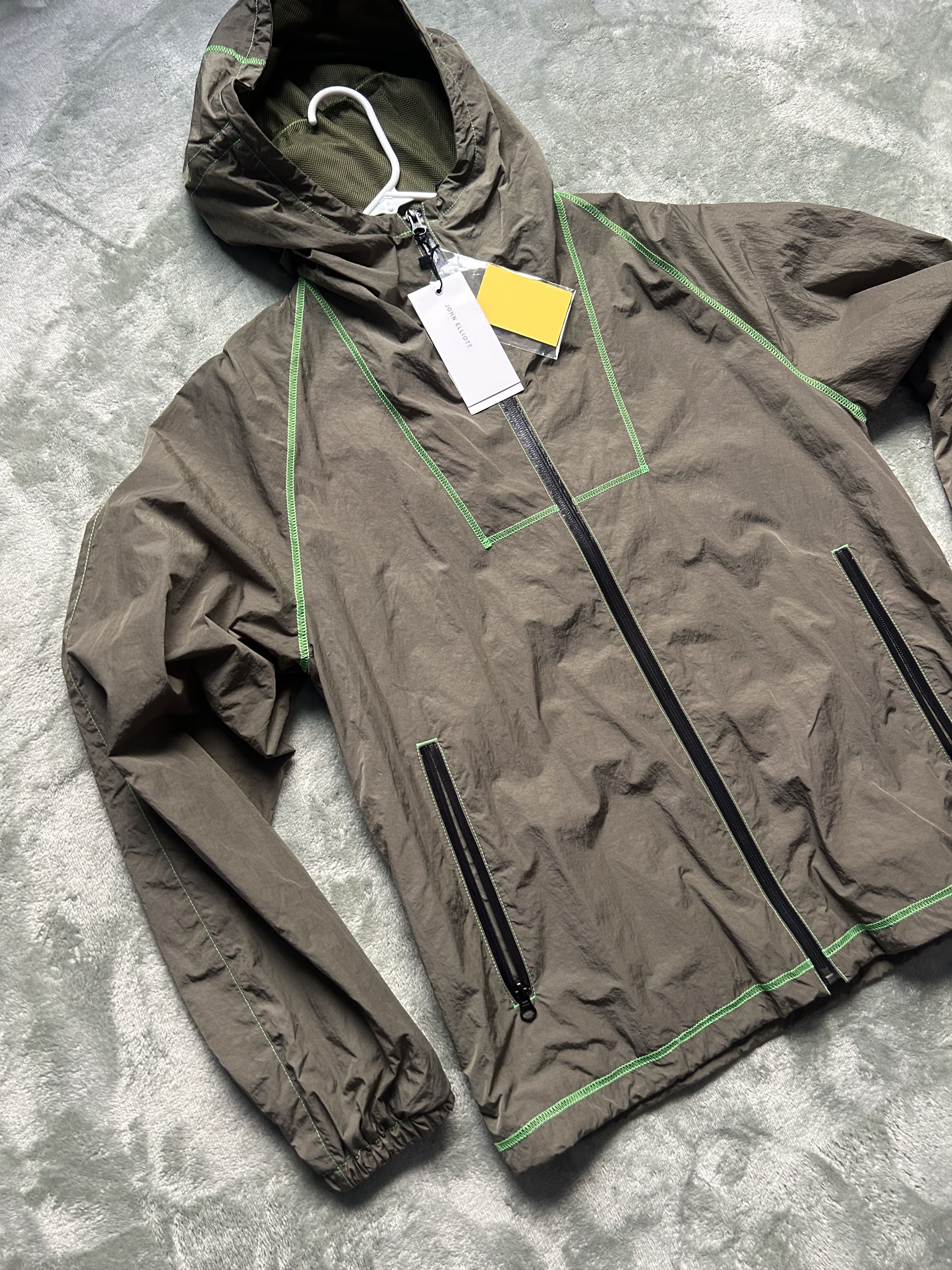 John Elliott John Elliott High Shrunk Nylon Full Zip Olive X Neon Green Size US S / EU 44-46 / 1 - 2 Thumbnail