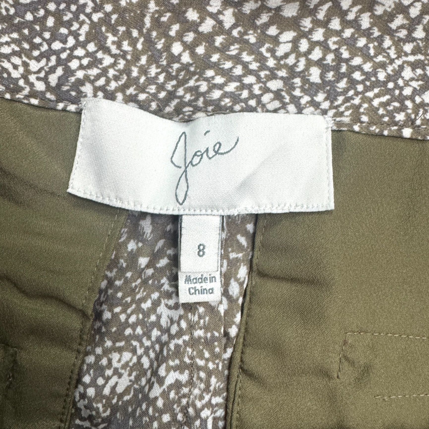 Joie Joie Silk Pants Anke Print Belted Tapered Womens 8 Green Animal High Rise 32x29 Size 30" / US 8 / IT 44 - 7 Thumbnail