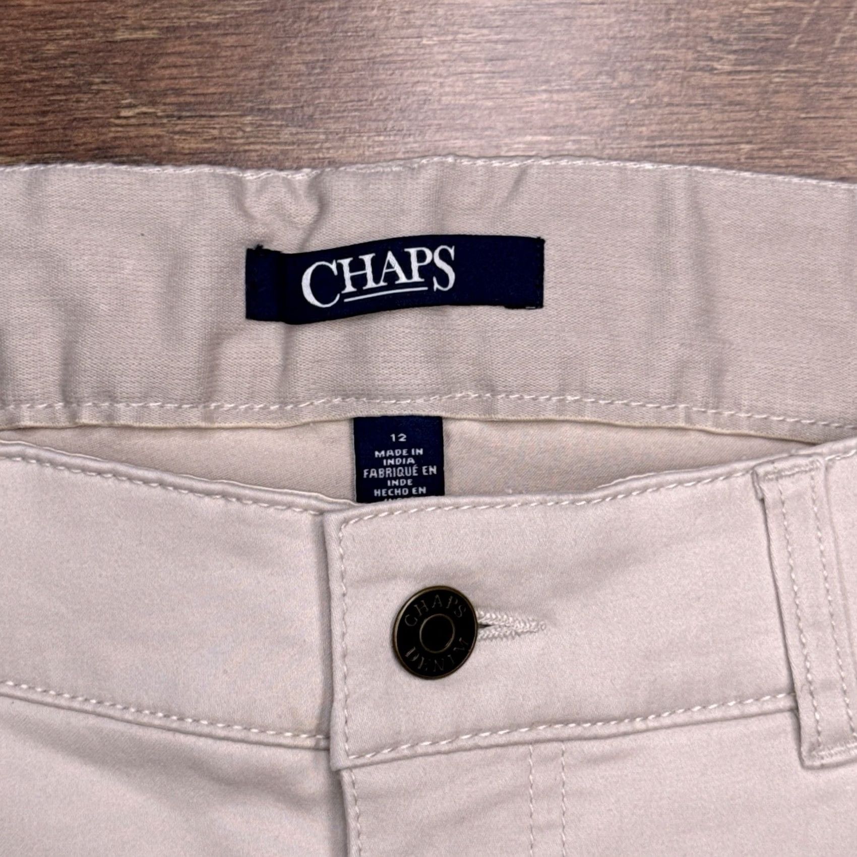 Chaps Chaps Jegging Womens 12 Khaki Mid Rise Stretch Logo Zip 5-Pocket City Slim Machine Washable Brown Cotton Blend Sateen Inseam 29 New Size 34" / US 12 / IT 48 - 4 Thumbnail