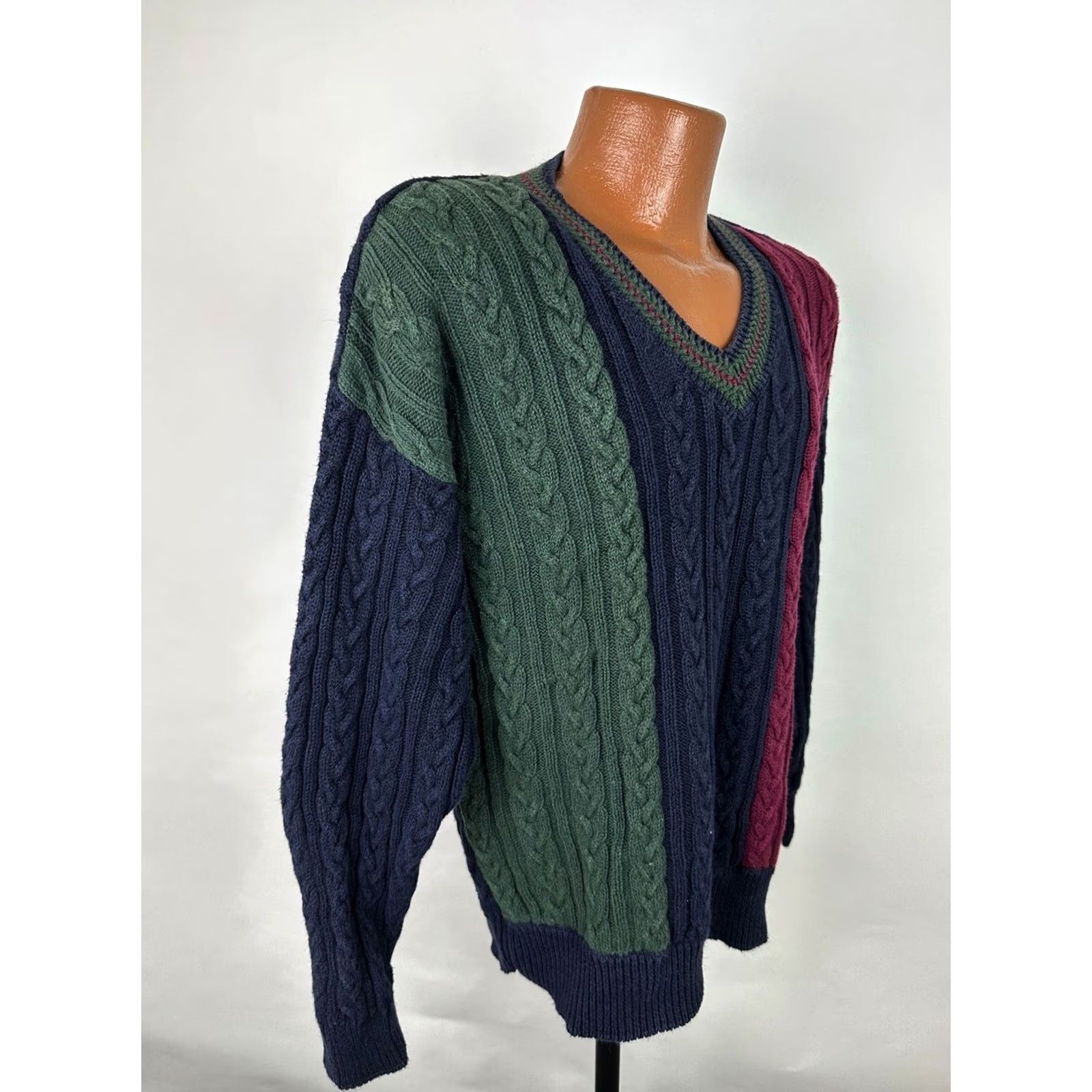 Roundtree & Yorke VINTAGE Roundtree & Yorke Sweater Mens M Cable-Knit Pullover Navy Blue 90s Bohemian Grunge Retro 80s Casual Mens Size US M / EU 48-50 / 2 - 7 Thumbnail