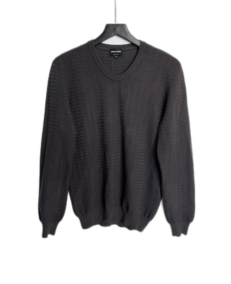 Emporio Armani Giorgio Armani Dark Patterned Sweater Size US L / EU 52-54 / 3 - 1 Thumbnail