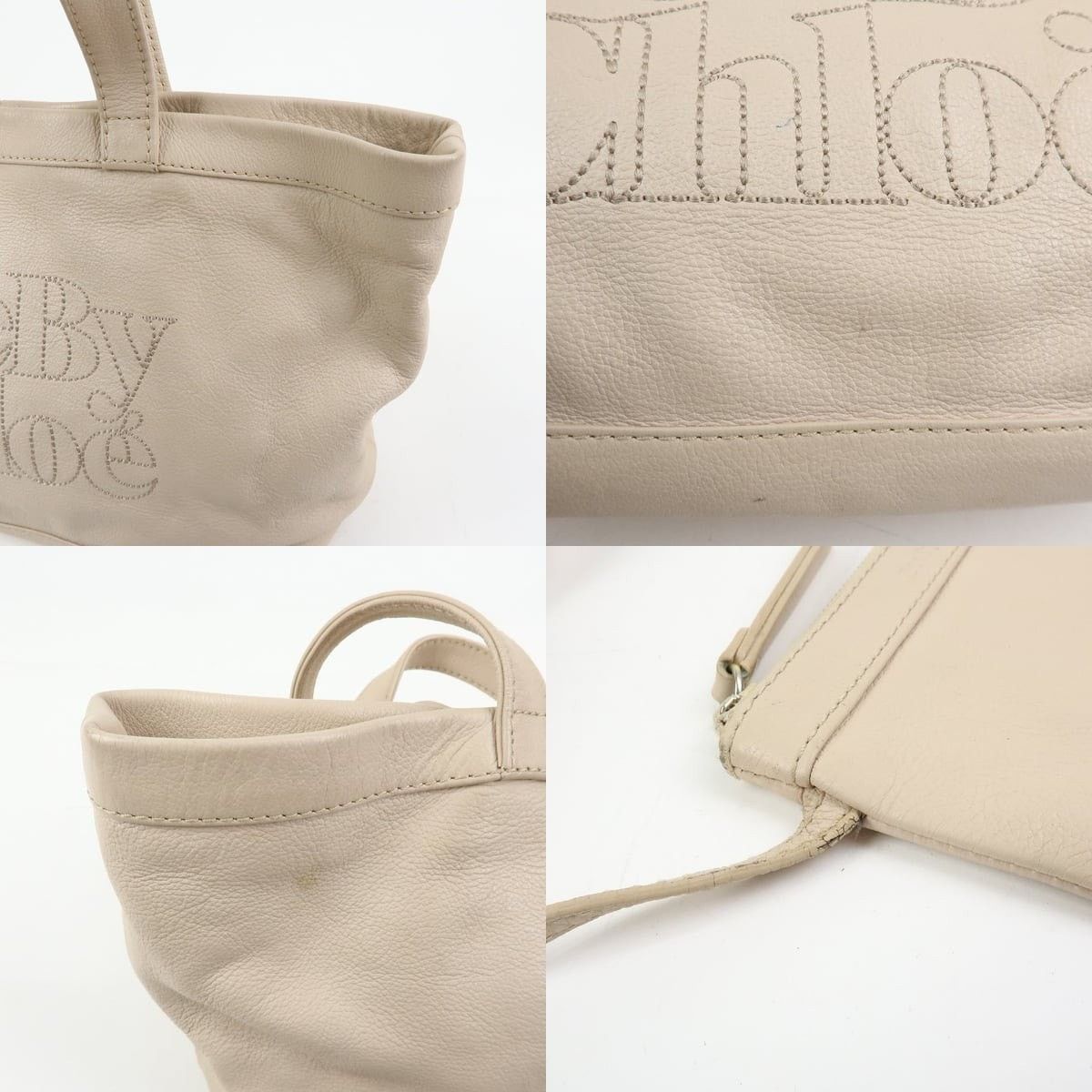 Chloe See by Chloe Leather Tote Beige Size ONE SIZE - 6 Thumbnail