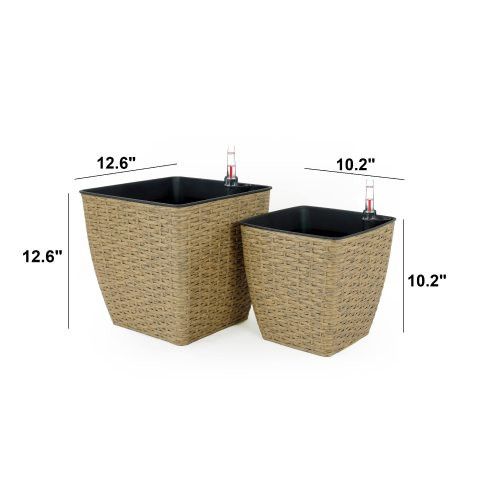 Designer × Homemade 2-Pack Self-watering Planter - Hand Woven Wicker - Thin Squa Size US L / EU 52-54 / 3 - 8 Thumbnail