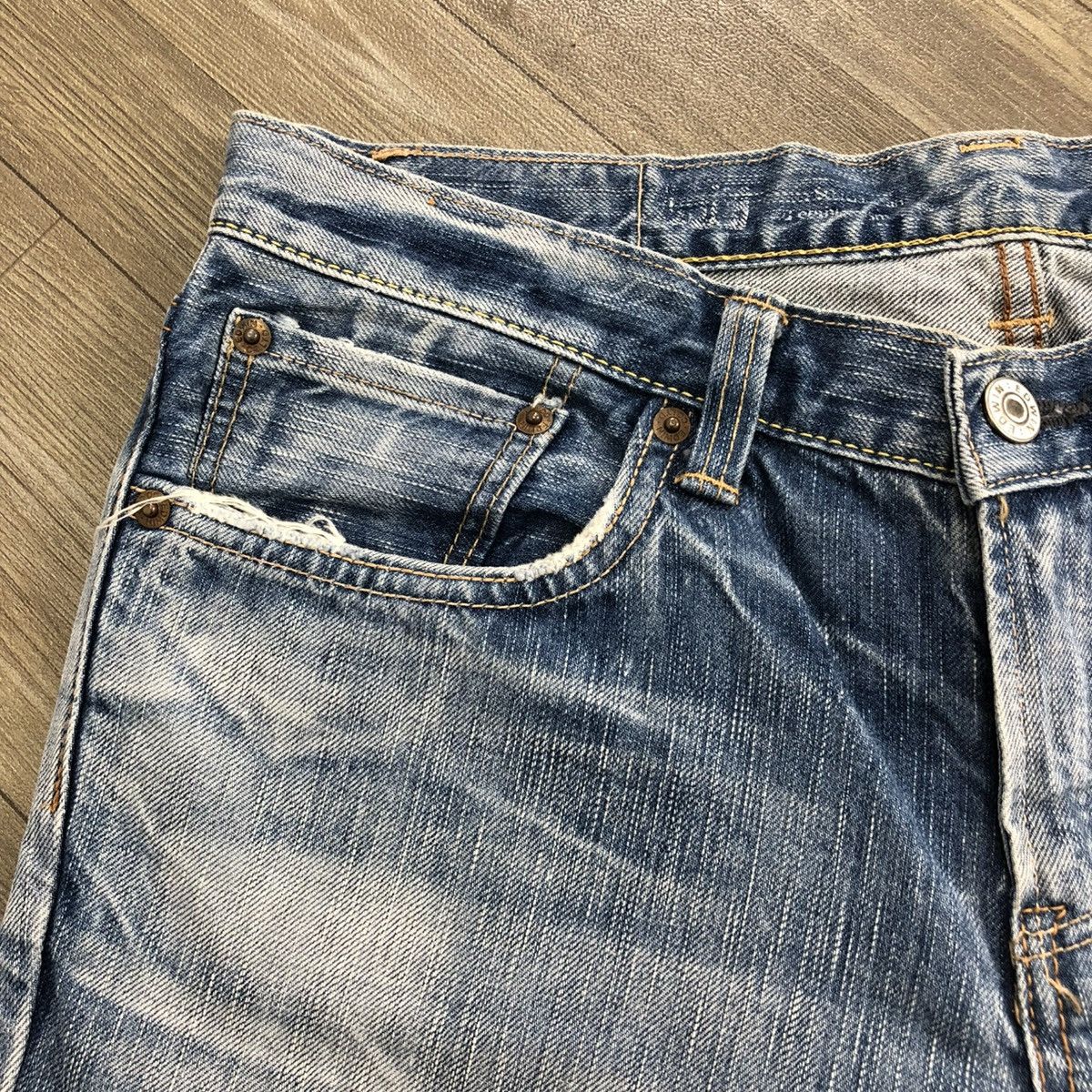 Edwin × If Six Was Nine × Le Grande Bleu (L.G.B.) 2000s Edwin 503 Distressed Punk Faded Bootcut Flared Jeans Size US 29 - 9 Thumbnail