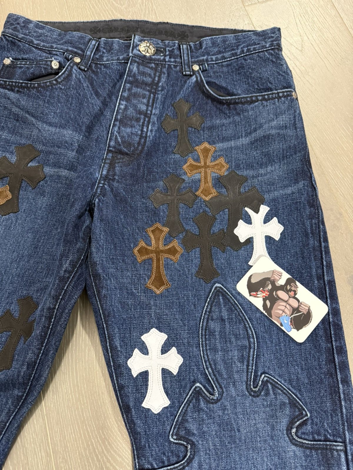 Chrome Hearts Chrome Hearts Indigo Fleur Denim Knee Cross Patch Jeans Size US 32 / EU 48 - 4 Thumbnail