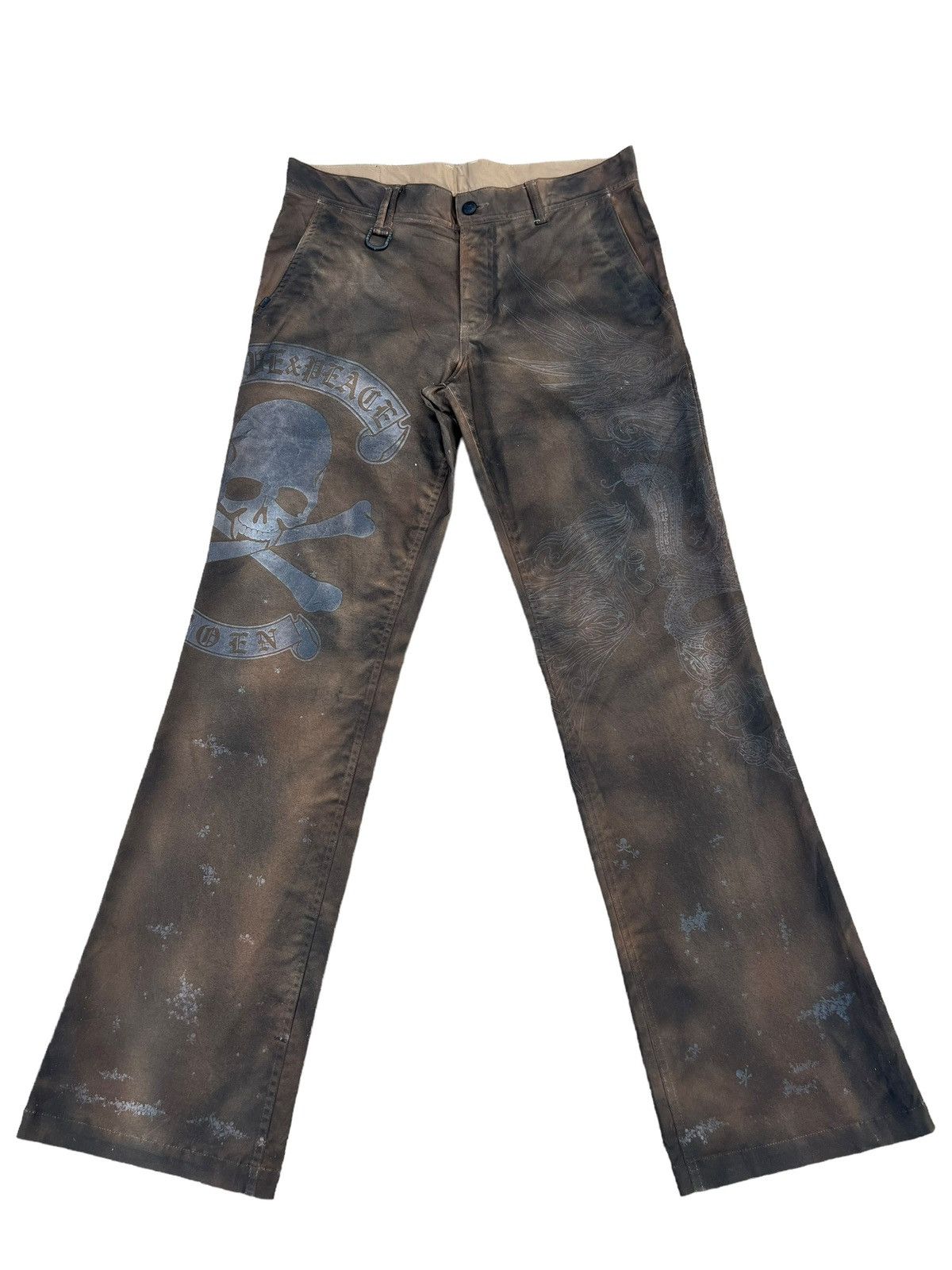 image of Roen Jeans Japan Printed Flare Waxed Trouser Pant, Men's (Size 32)