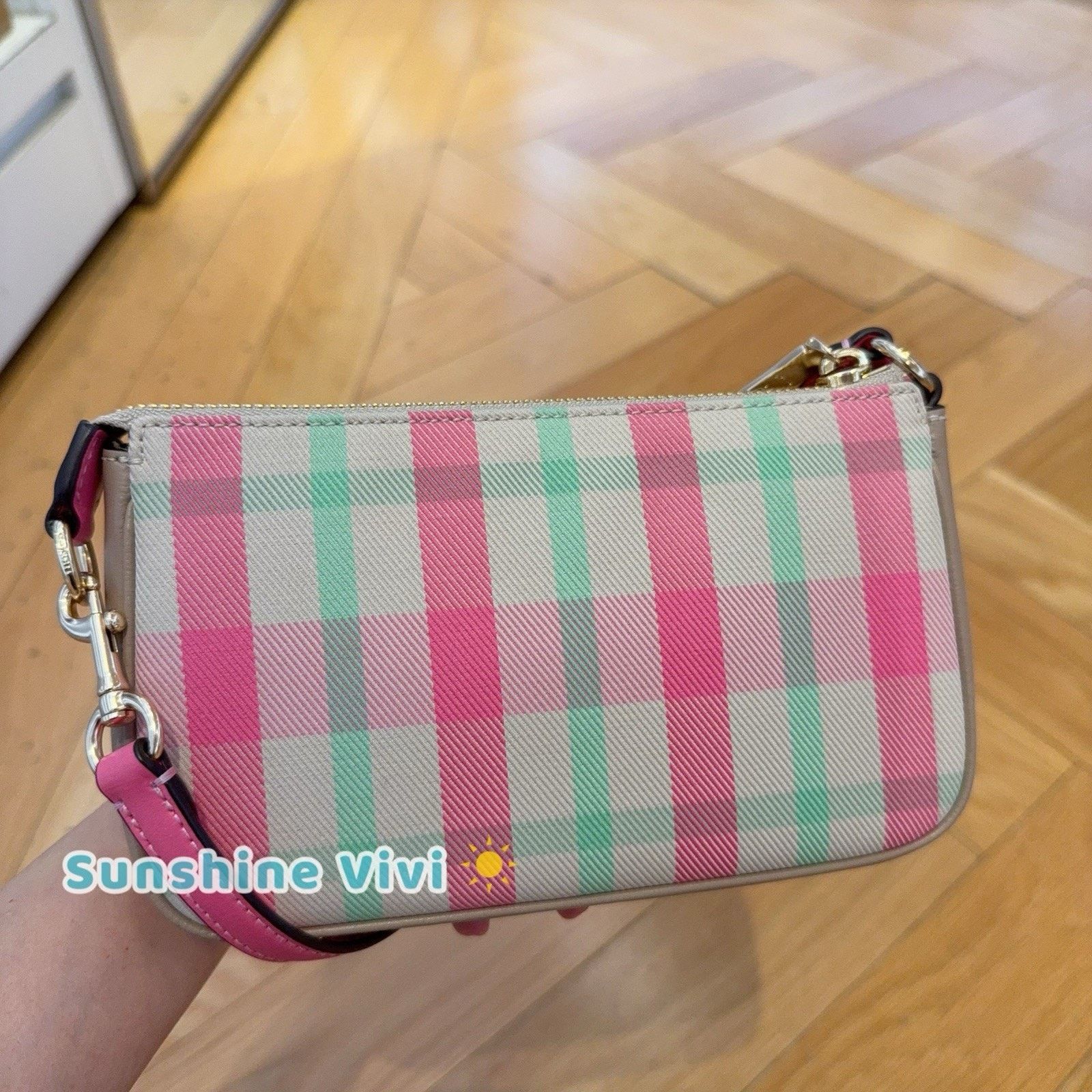 Coach NWT Coach Nolita 19 Plaid Bag Wristlet Purse CBK65 PINK Size ONE SIZE - 3 Thumbnail