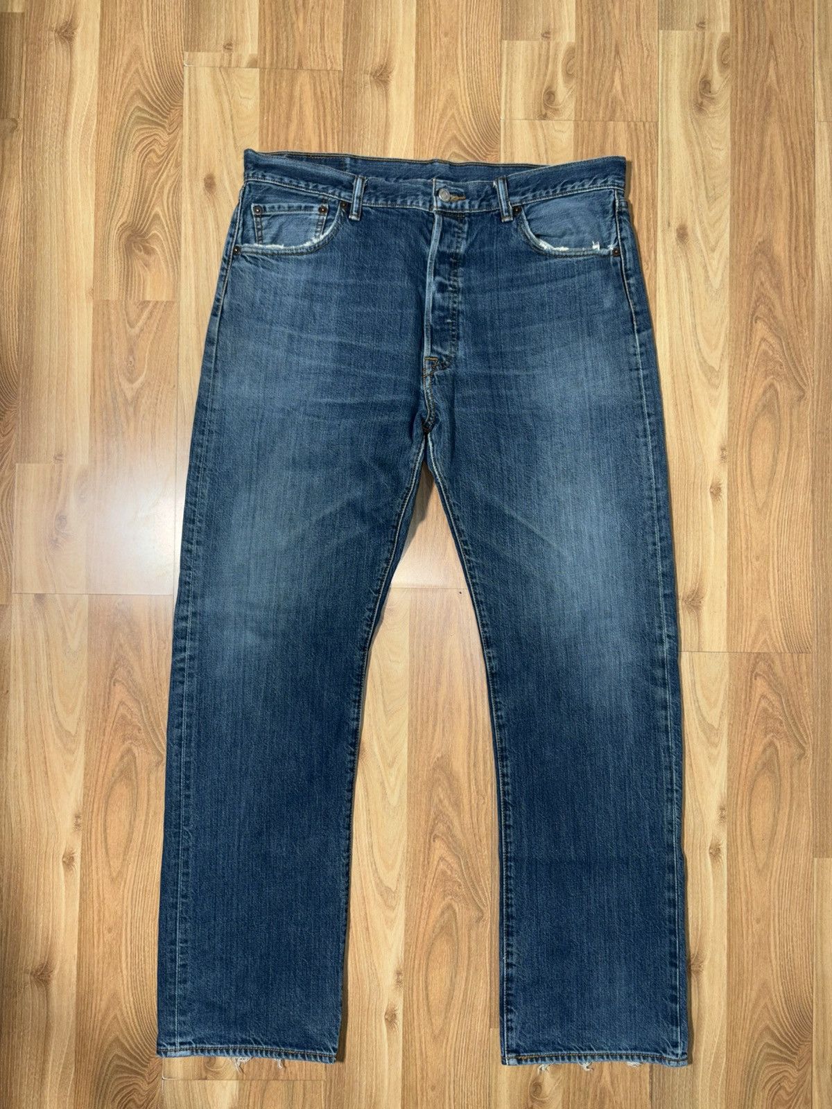 Levi's Vintage Clothing Levi’s 501 Original Fit Jeans Mid Wash Distressed Denim W36 Size US 36 / EU 52 - 1 Thumbnail