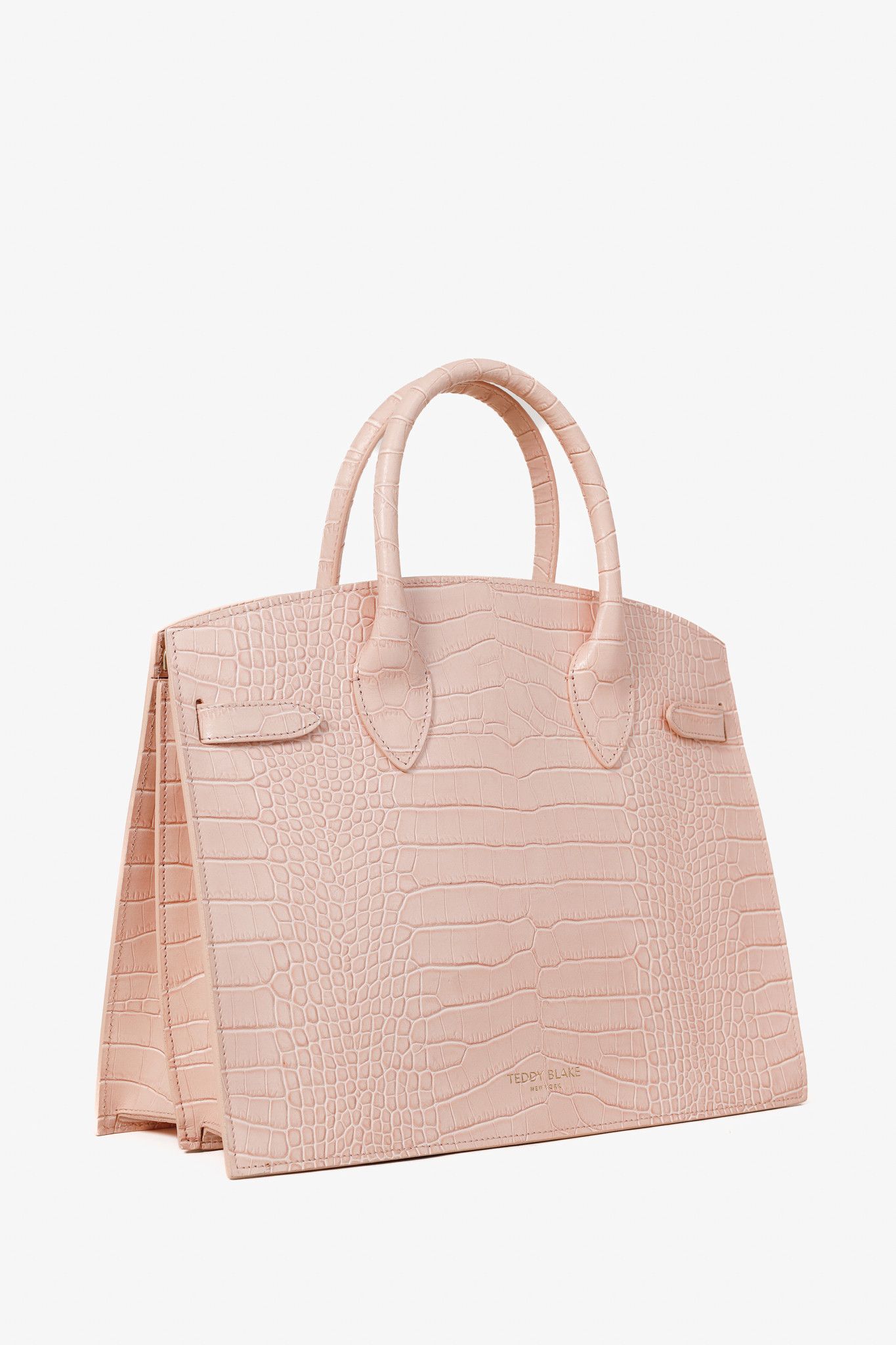 Designer Teddy Blake Kate Croco 12" Nude Pink Leather Tote Size ONE SIZE - 2 Thumbnail