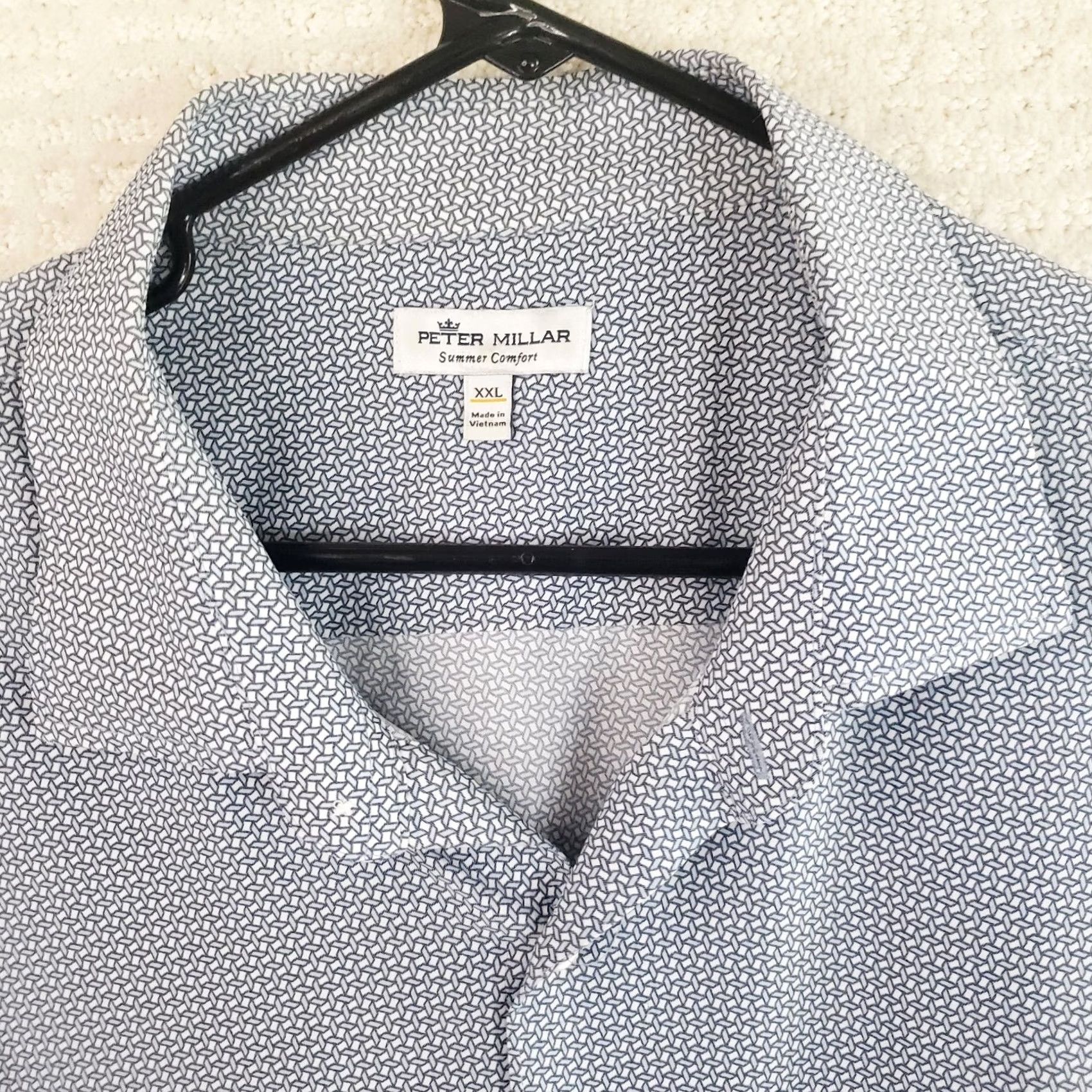 Peter Millar Peter Millar Shirt Men's 2XL Summer Comfort Button-Down Geometric Nylon Spandex Lightweight Blue White Pockets Logo Casual Dress Shirt Size US XXL / EU 58 / 5 - 4 Thumbnail