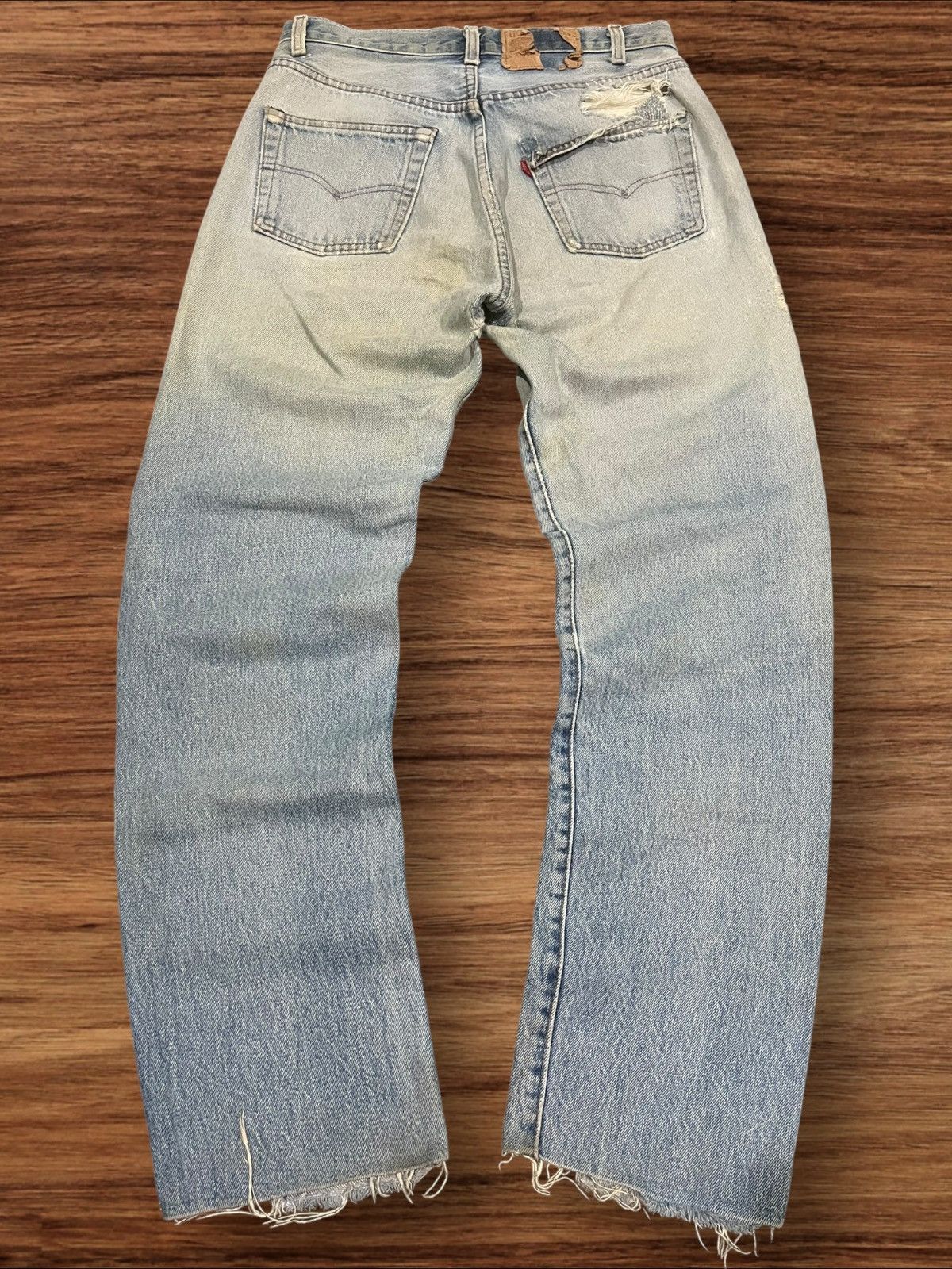 Levi's × Levi's Vintage Clothing × Vintage Vintage 80s Levi’s 501 Button Fly Blue Washed Trashed Jeans Size US 28 / EU 44 - 2 Thumbnail